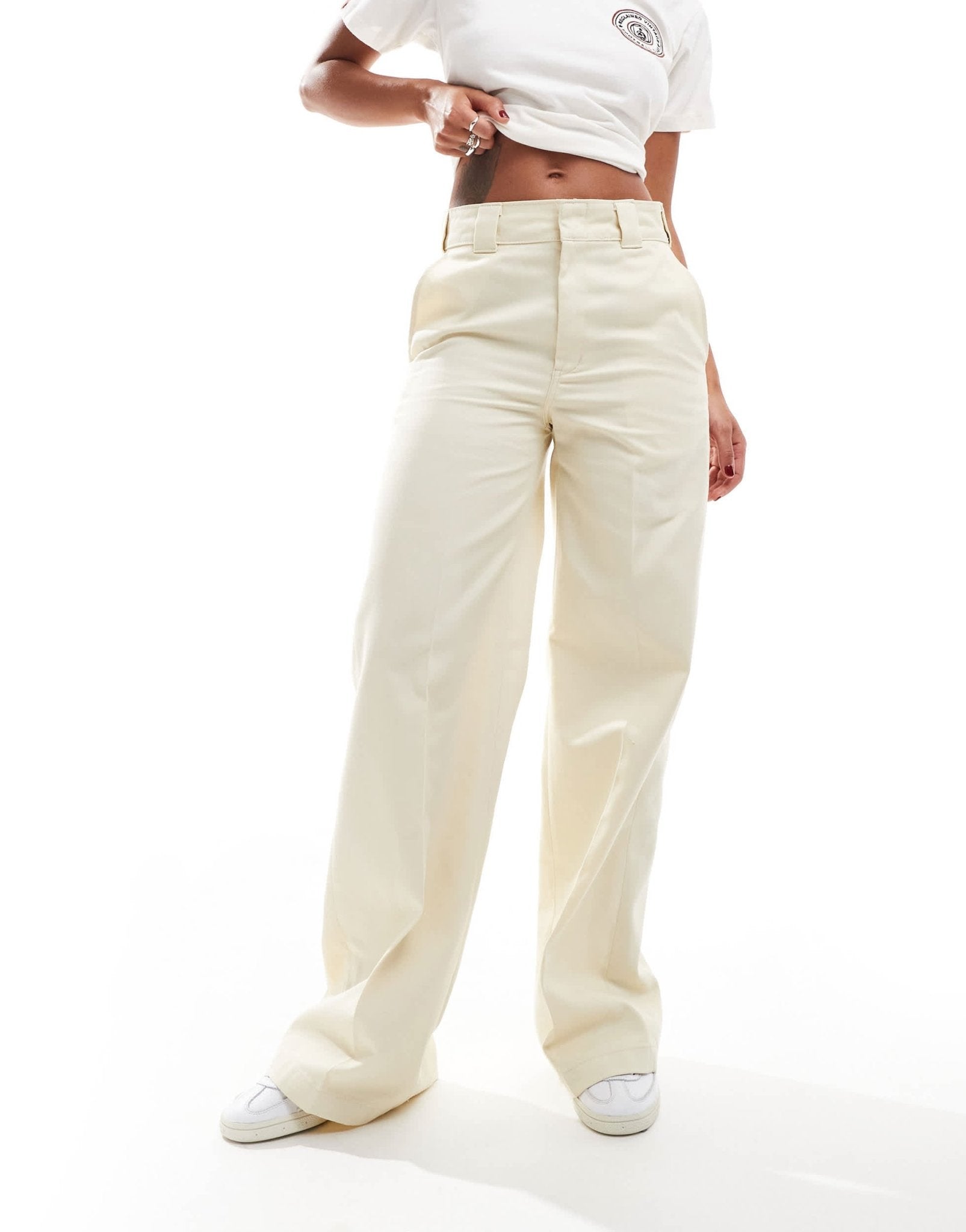 Dickies wide leg work trousers in cream - ASOS Sample Sale