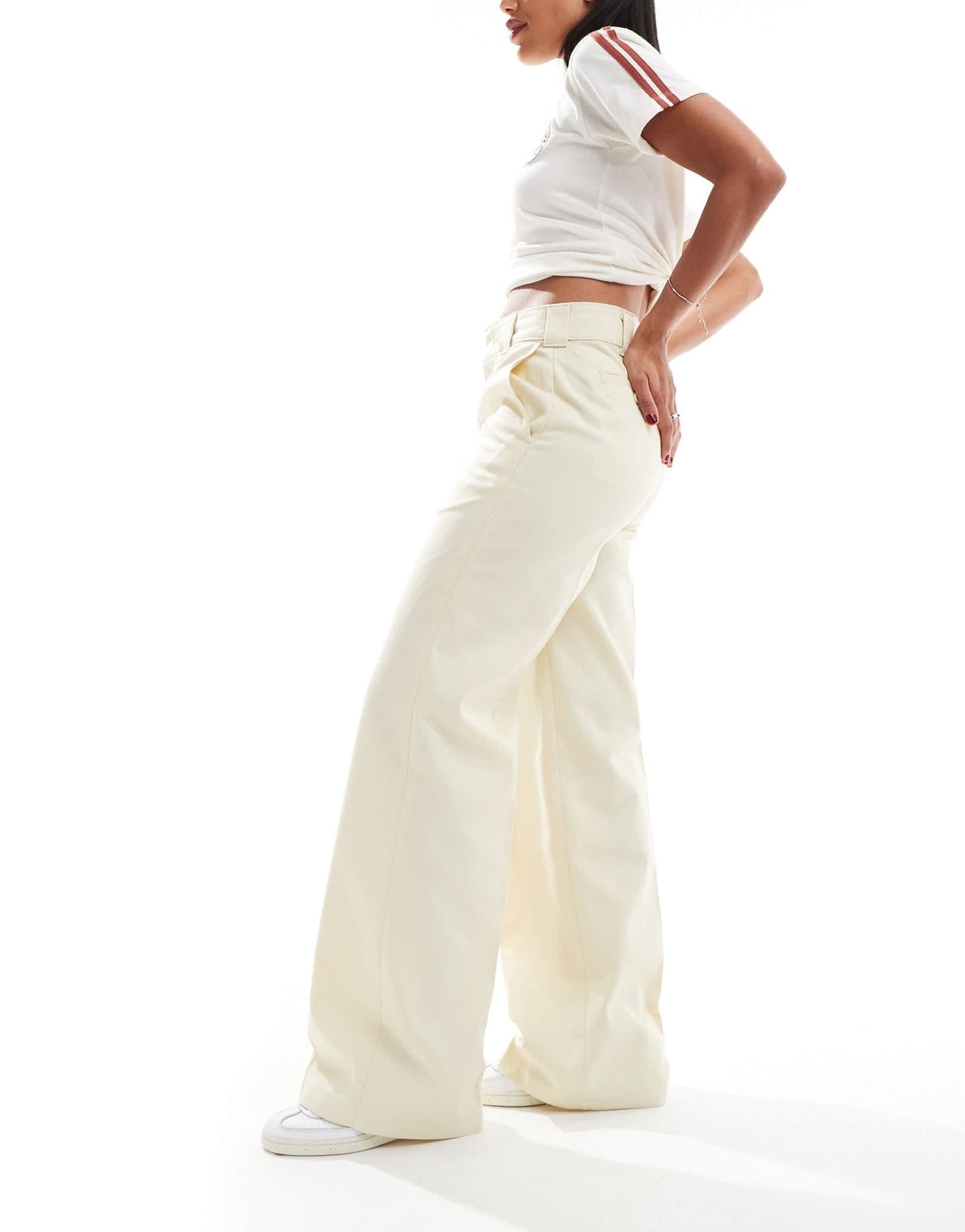 Dickies wide leg work trousers in cream - ASOS Sample Sale