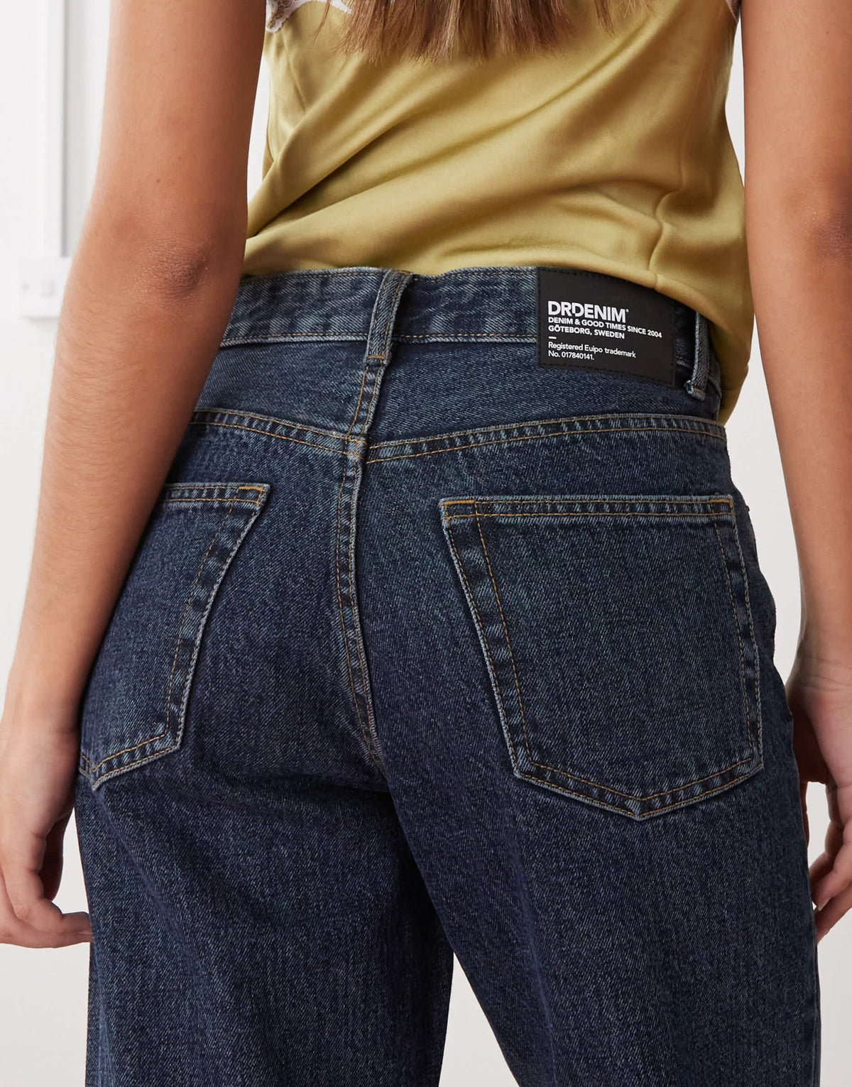 Dr Denim Arch high waist regular fit straight leg jeans in canyon dark retro blue wash - ASOS Sample Sale