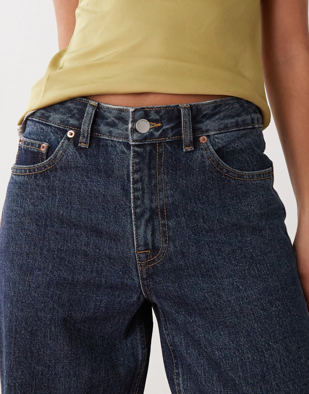 Dr Denim Arch high waist regular fit straight leg jeans in canyon dark retro blue wash - ASOS Sample Sale