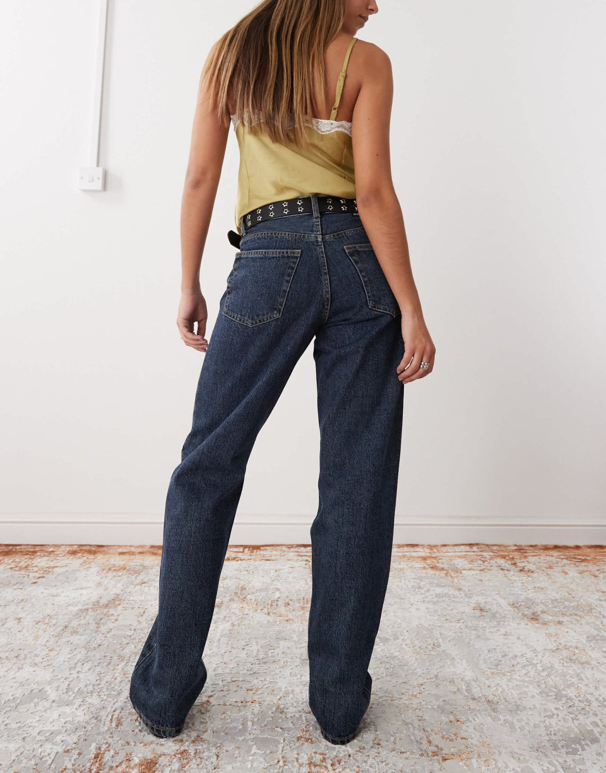 Dr Denim Arch high waist regular fit straight leg jeans in canyon dark retro blue wash - ASOS Sample Sale