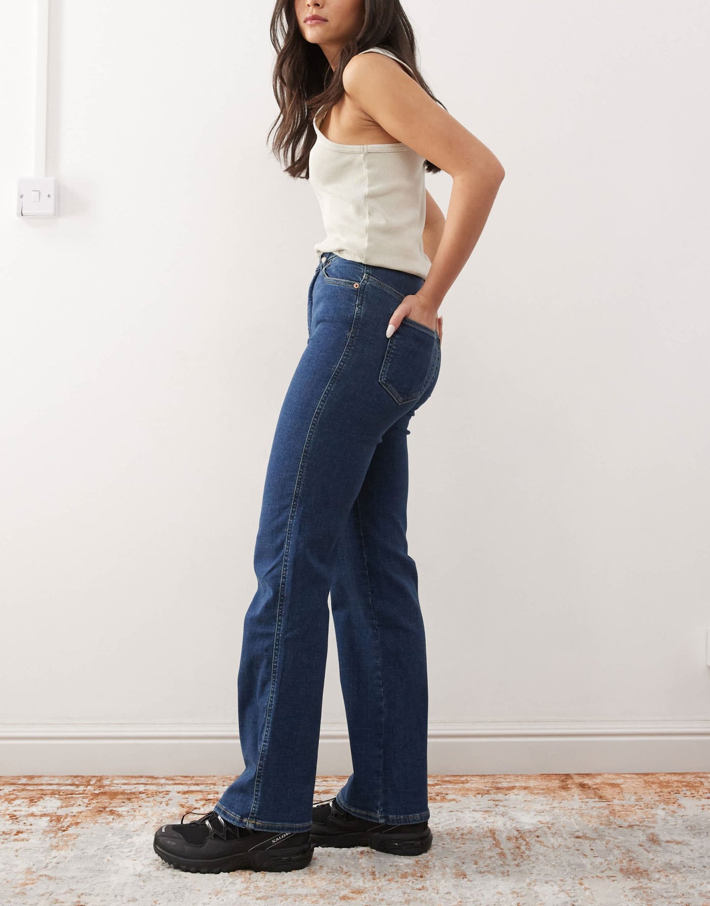 Dr Denim Moxy straight leg jeans in vale dark plain blue wash - ASOS Sample Sale