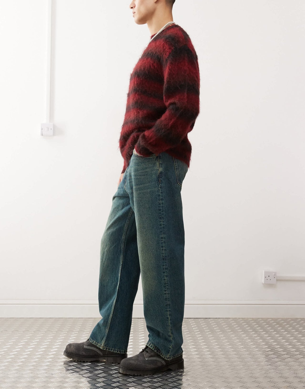 Dr Denim Omar wide straight leg jeans in stream mid greenish blue green tint wash - ASOS Sample Sale