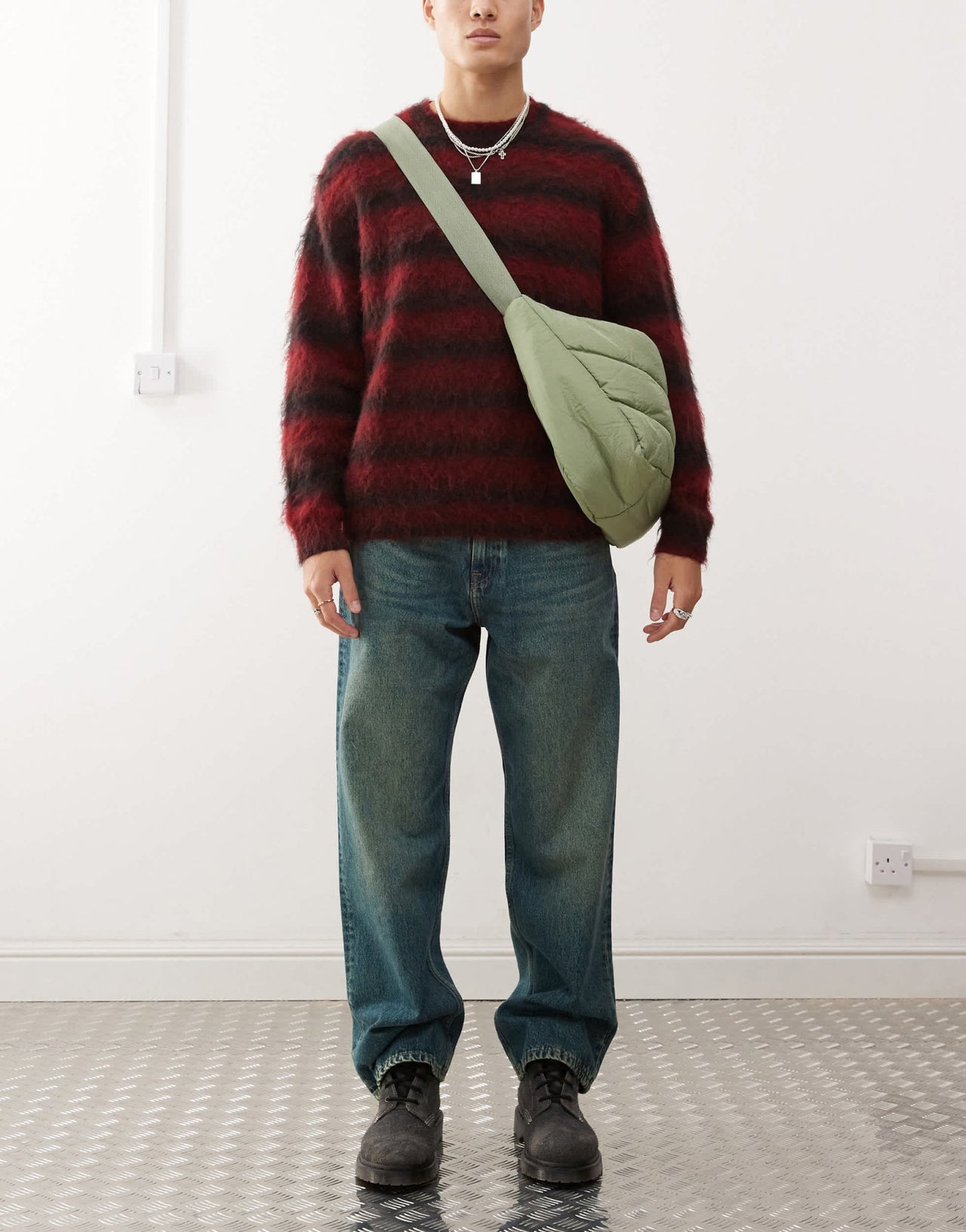 Dr Denim Omar wide straight leg jeans in stream mid greenish blue green tint wash - ASOS Sample Sale