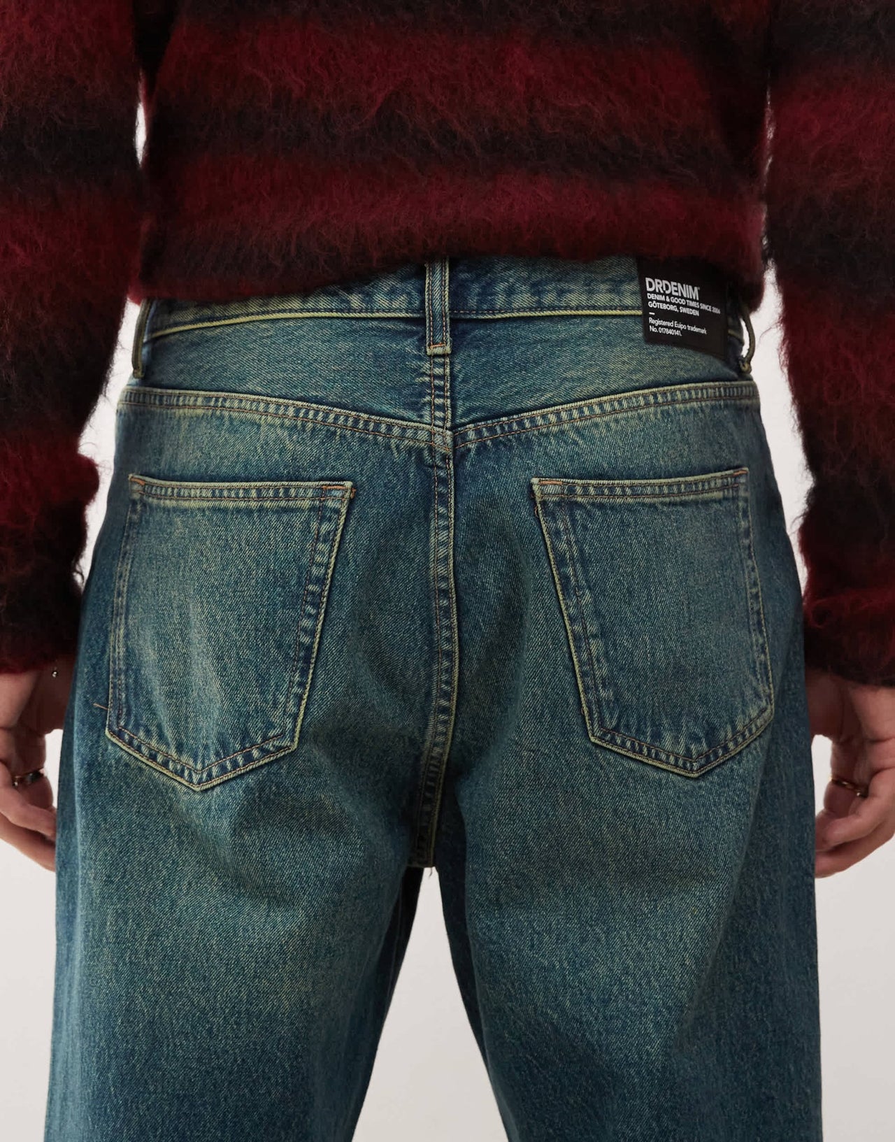 Dr Denim Omar wide straight leg jeans in stream mid greenish blue green tint wash - ASOS Sample Sale