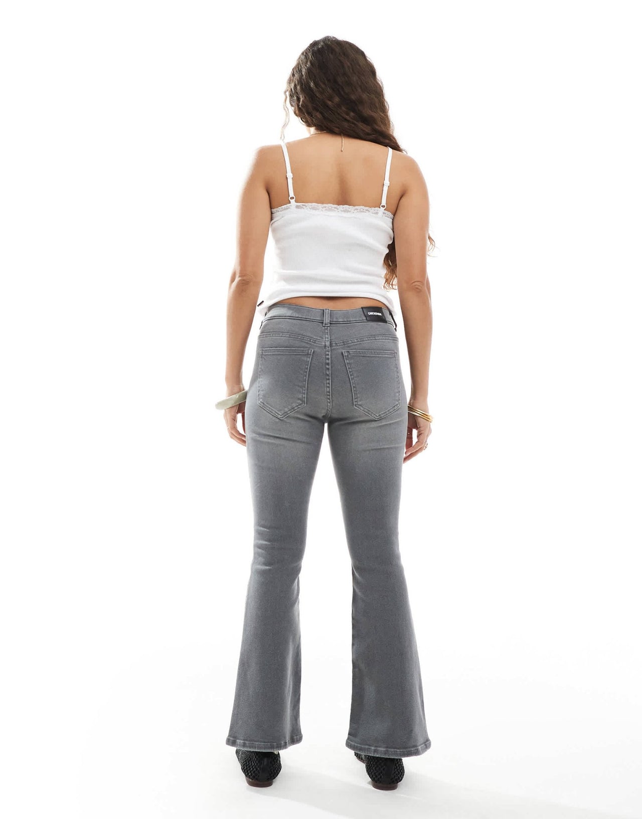 Dr Denim Petite Lexy Bootcut mid waist slim fit bootcut leg jeans in washed grey - ASOS Sample Sale