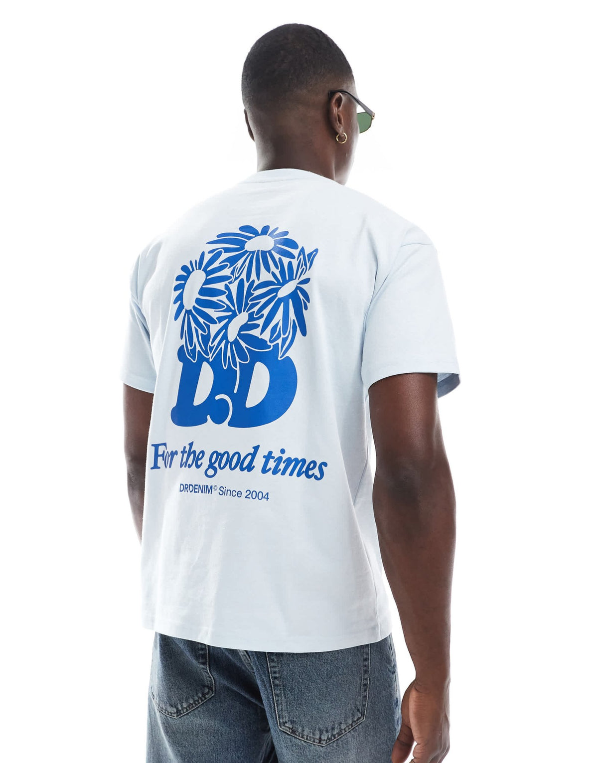 Dr Denim Trooper relaxed fit t-shirt in washed light blue daisy print - ASOS Sample Sale
