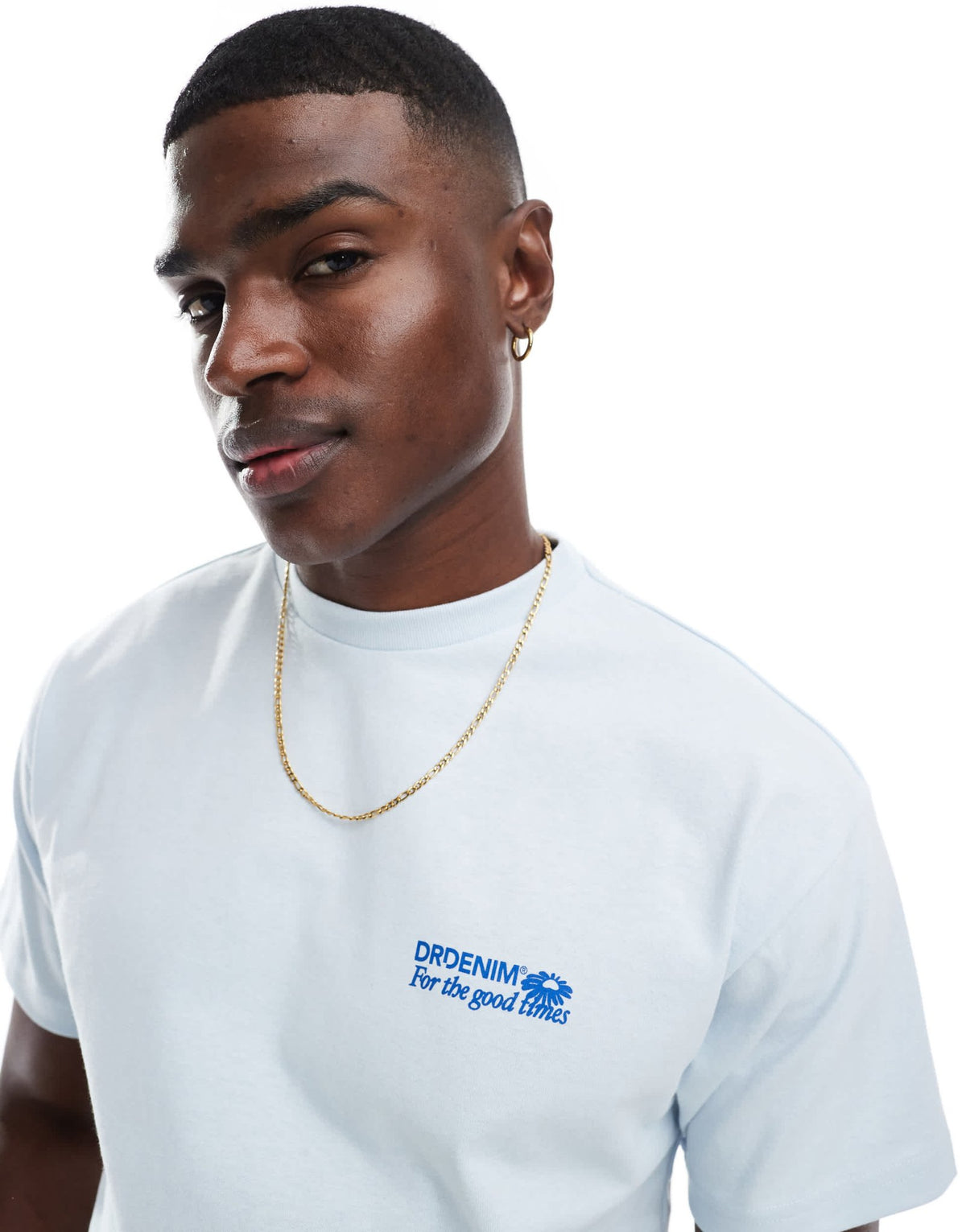 Dr Denim Trooper relaxed fit t-shirt in washed light blue daisy print - ASOS Sample Sale