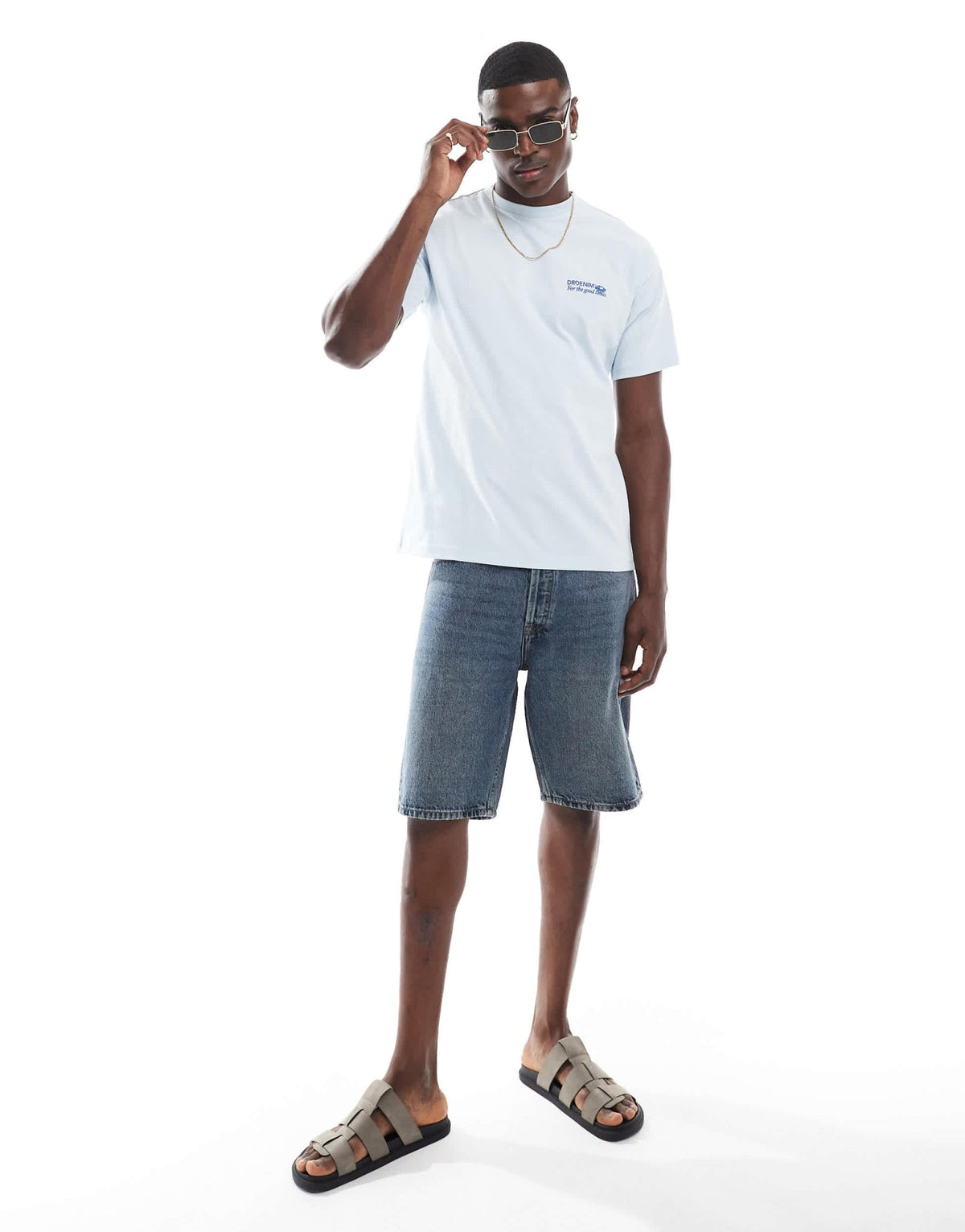 Dr Denim Trooper relaxed fit t-shirt in washed light blue daisy print - ASOS Sample Sale