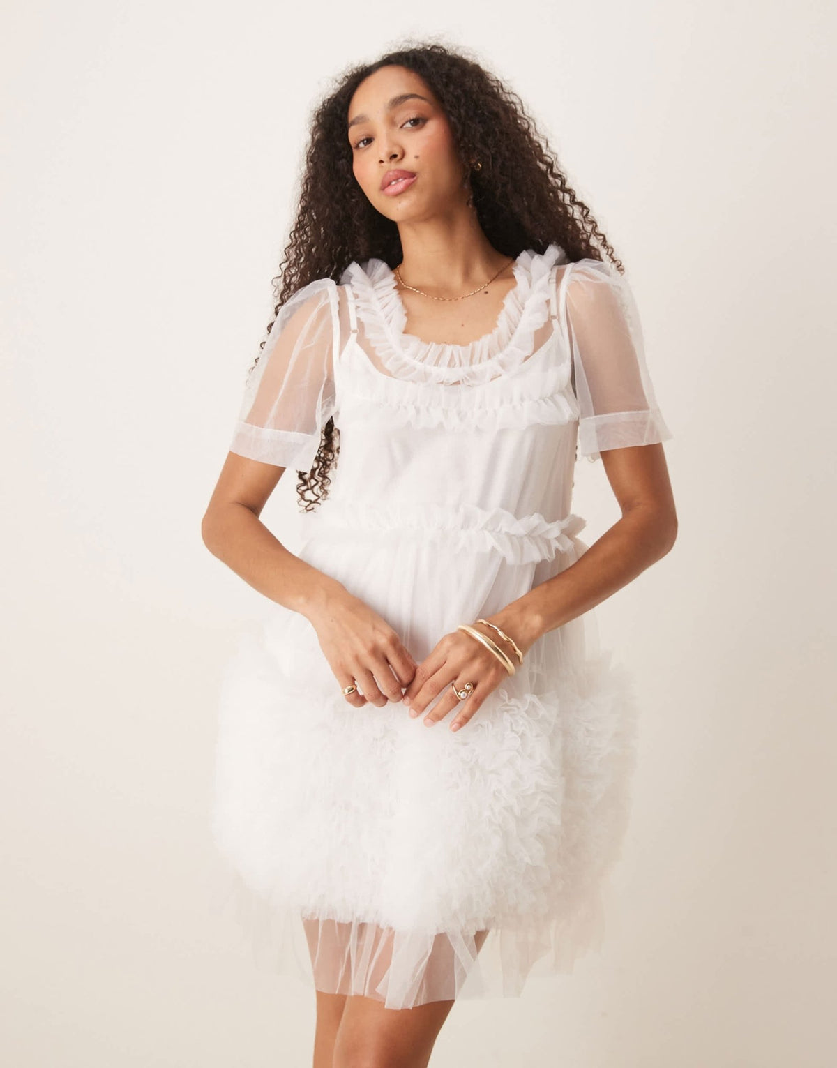 Dream Sister Jane Heather tulle mini dress in ivory - ASOS Sample Sale