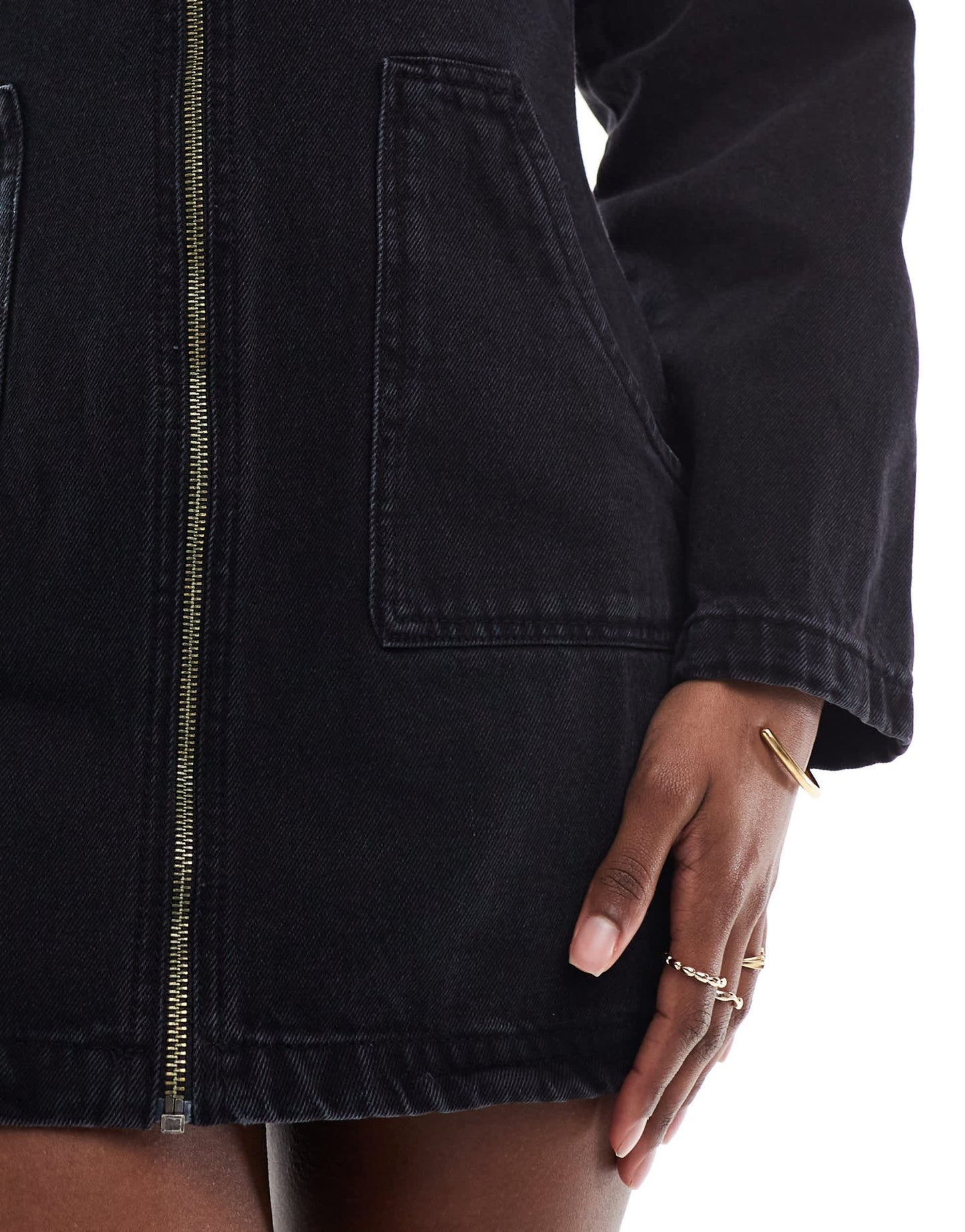DTT full zip denim dress in washed black - ASOS Sample Sale