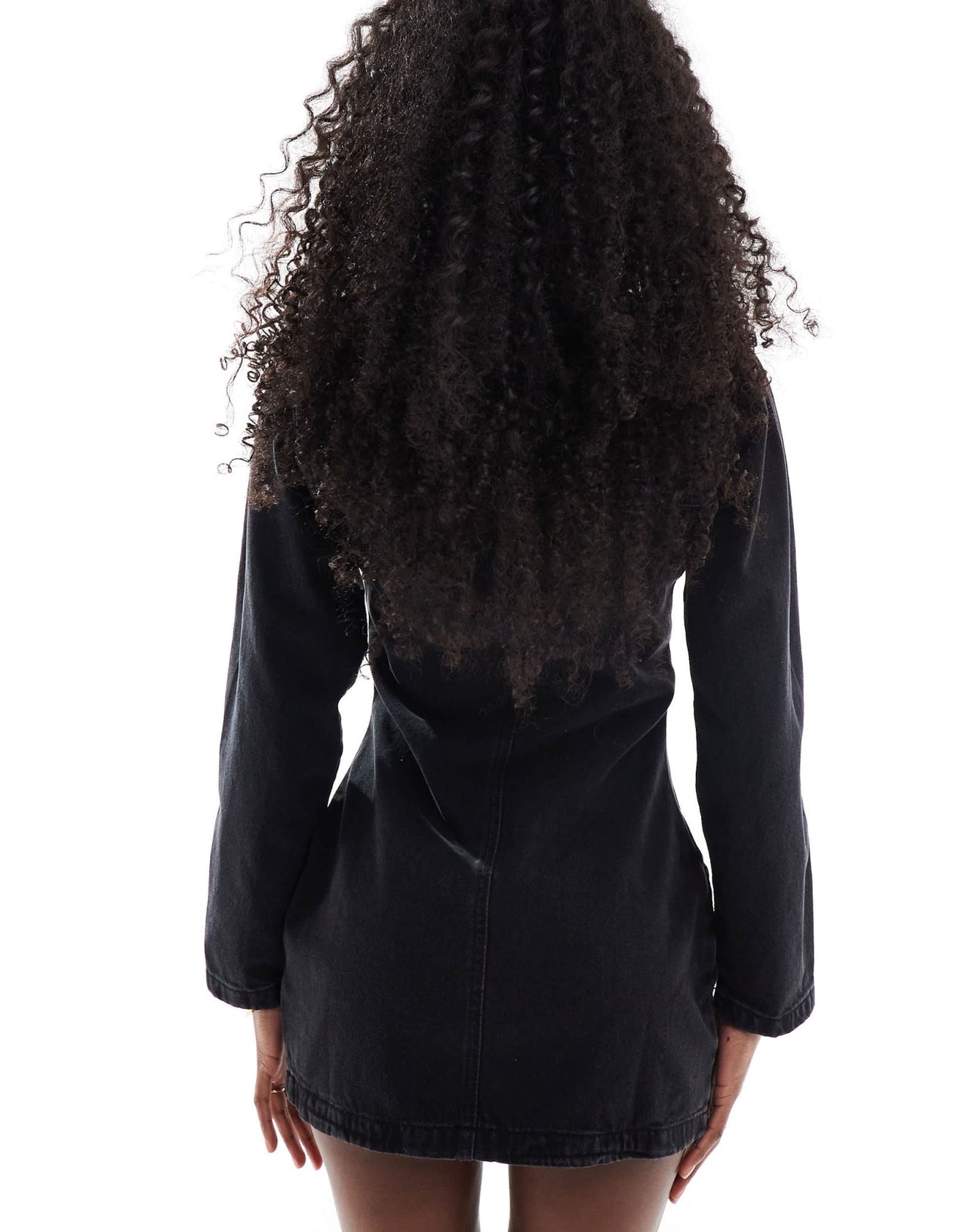 DTT full zip denim dress in washed black - ASOS Sample Sale