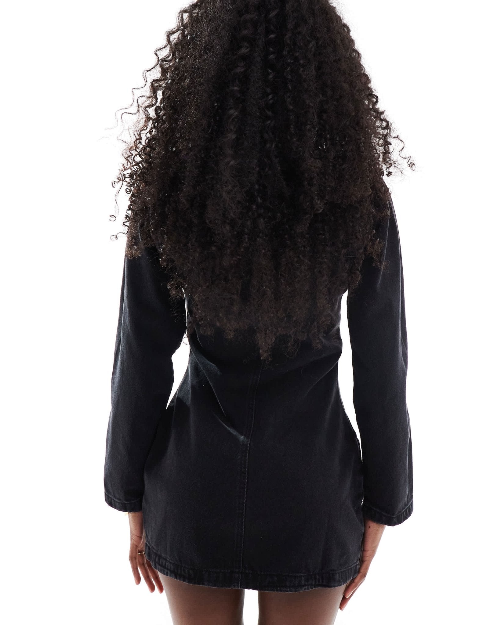 DTT full zip denim dress in washed black - ASOS Sample Sale