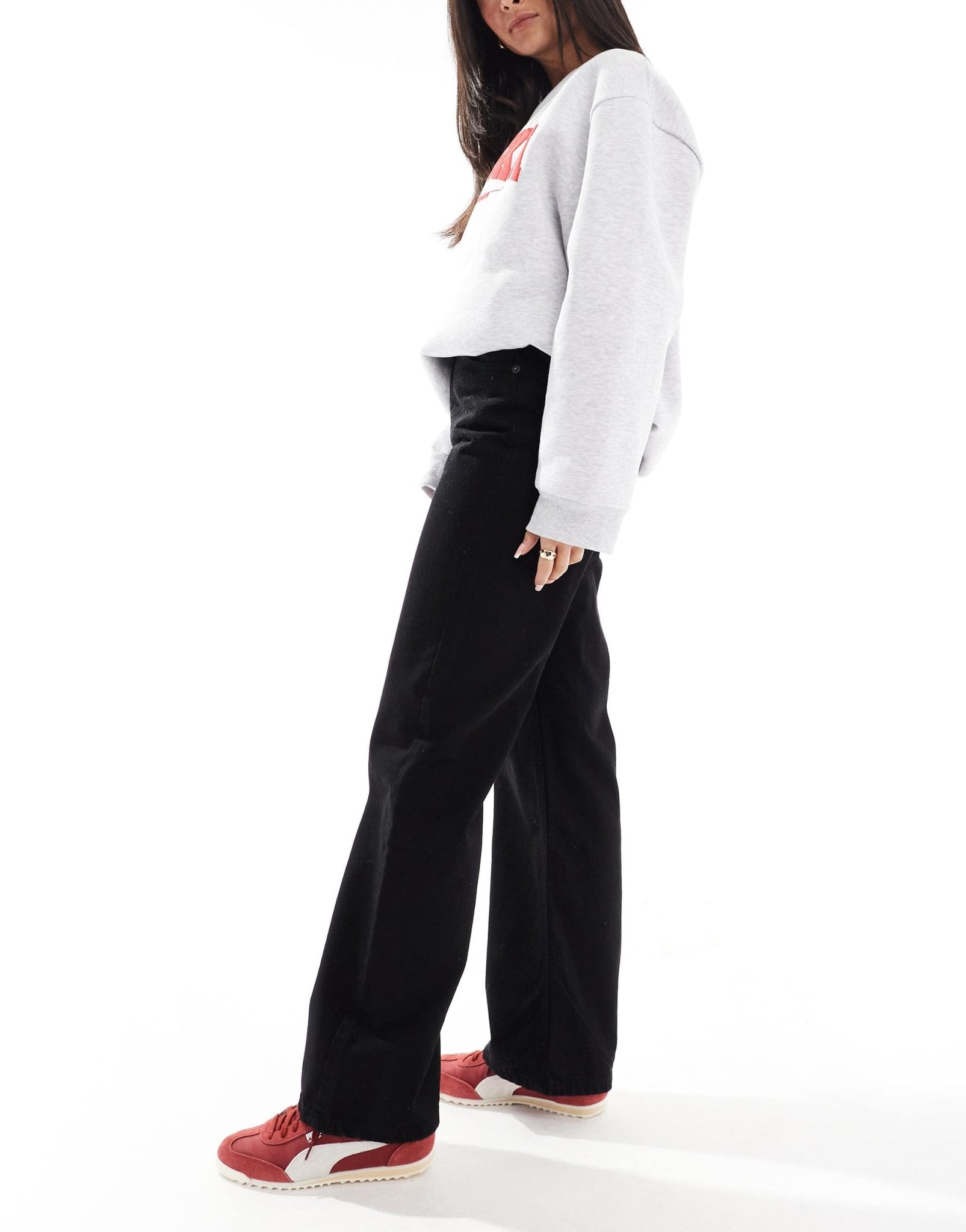 DTT Liv dad straight leg jeans in black - ASOS Sample Sale