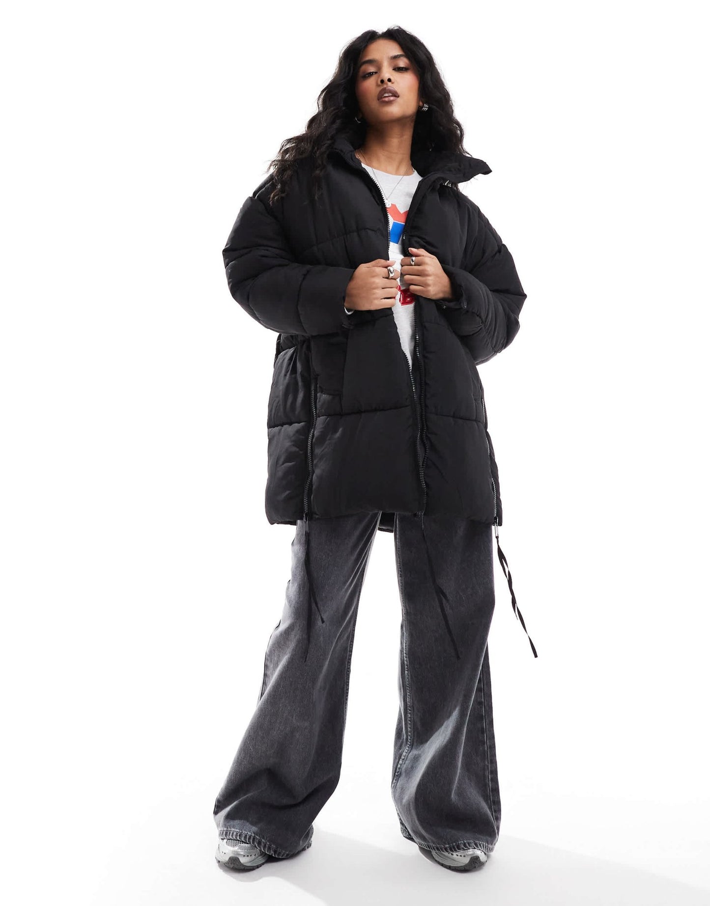 DTT longline puffer jacket in black - ASOS Sample Sale