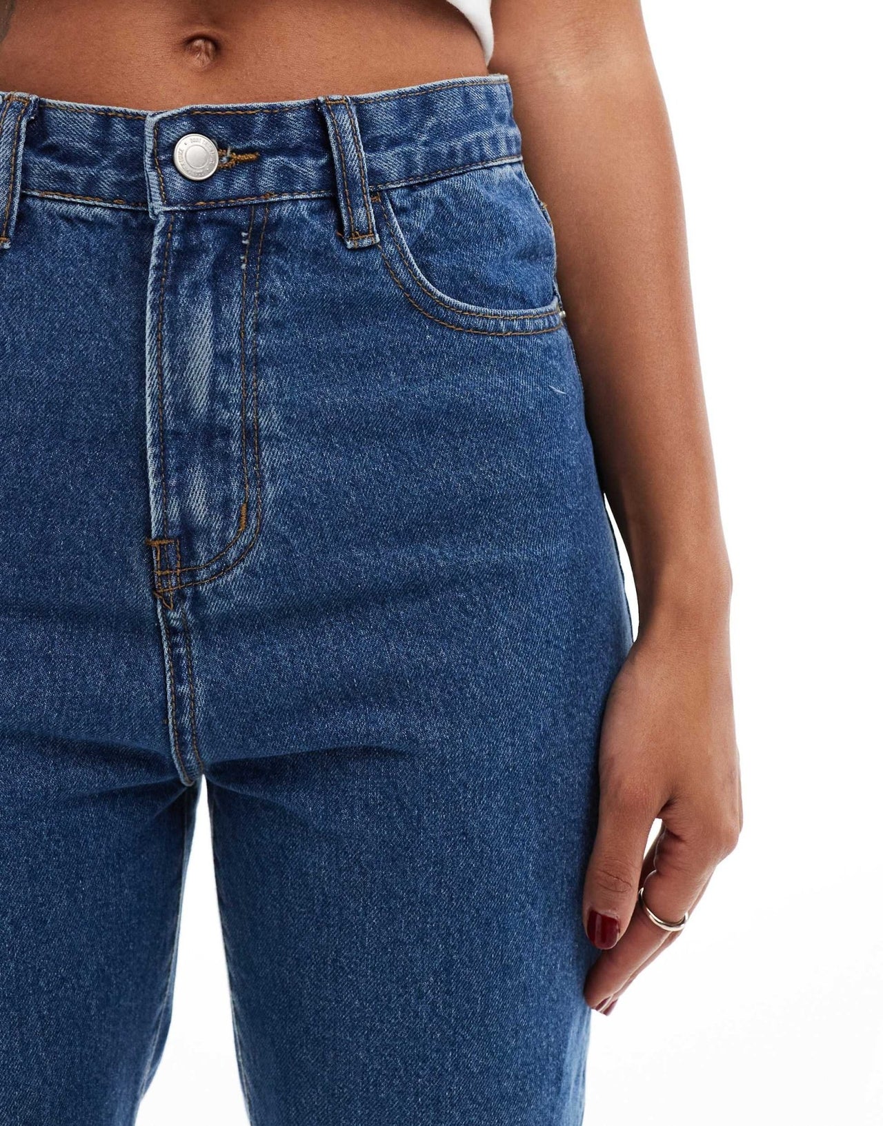 DTT Lou mom jeans in mid blue wash - ASOS Sample Sale