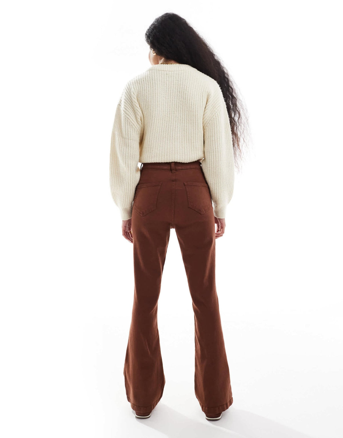 DTT Petite Bianca high waist flared jeans in chocolate brown - ASOS Sample Sale