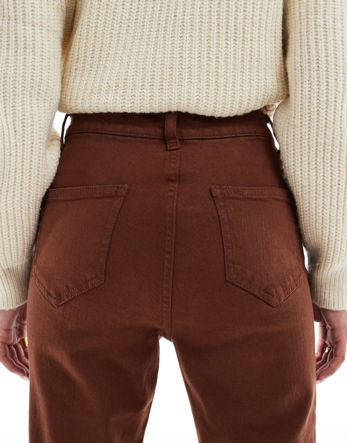DTT Petite Bianca high waist flared jeans in chocolate brown - ASOS Sample Sale