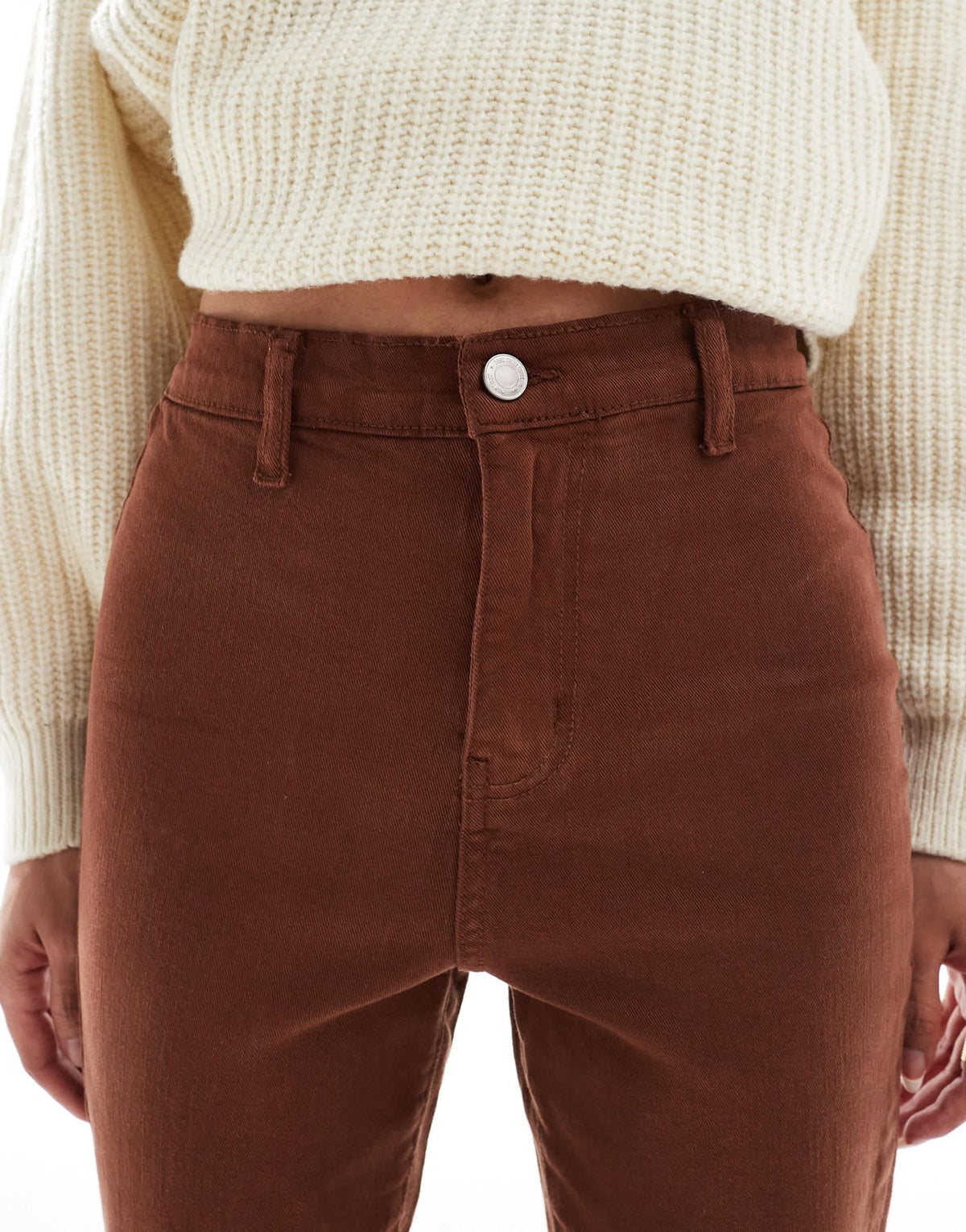DTT Petite Bianca high waist flared jeans in chocolate brown - ASOS Sample Sale