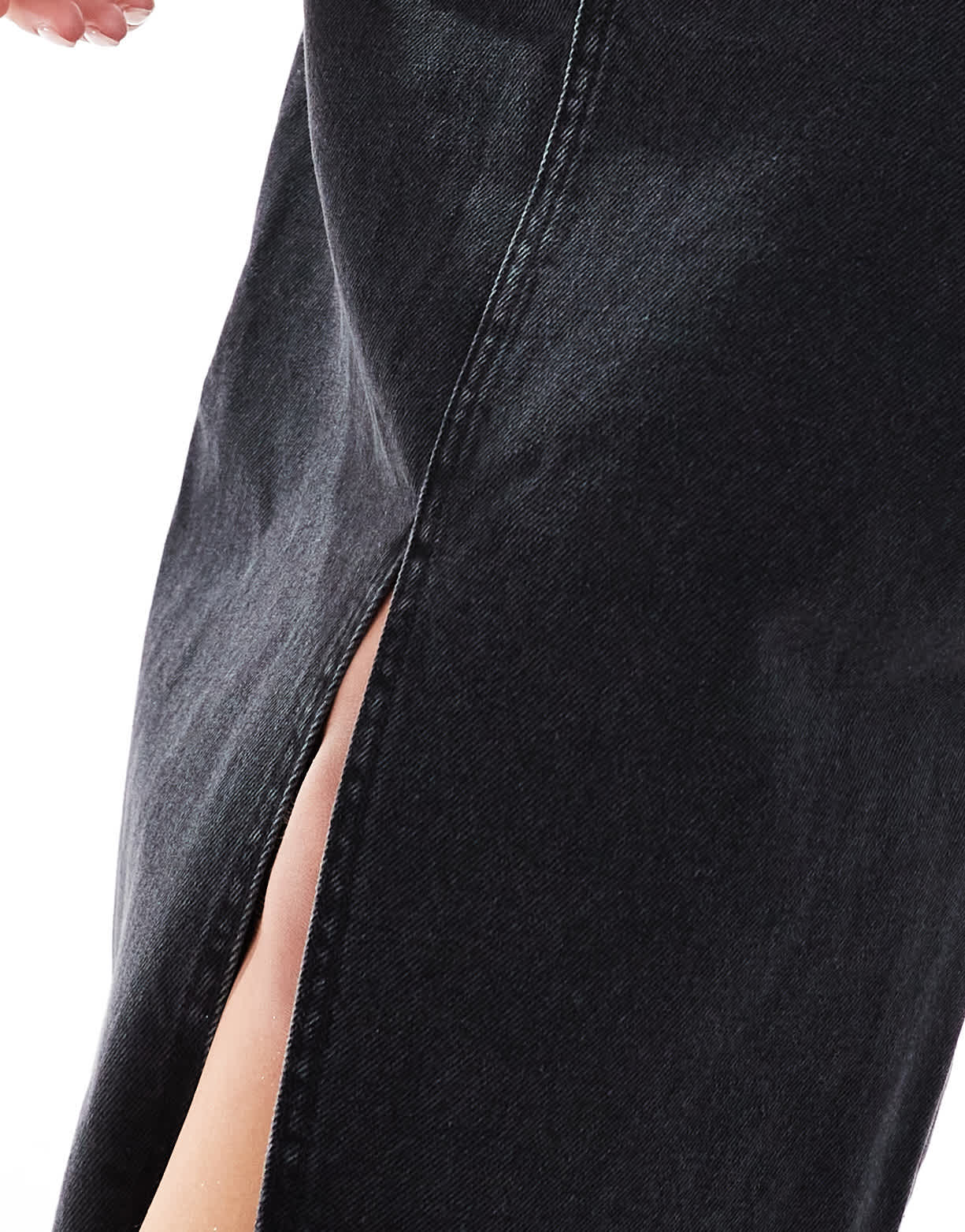 DTT Petite denim midi skirt with front split in black - ASOS Sample Sale