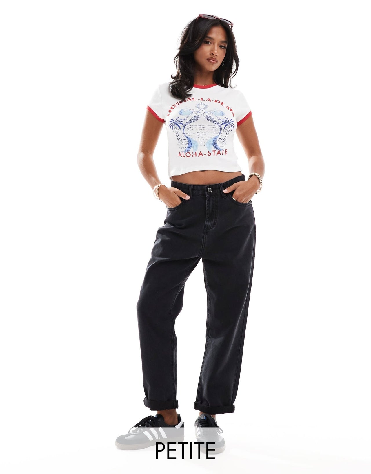 DTT Petite Lou mom jeans in washed black - ASOS Sample Sale