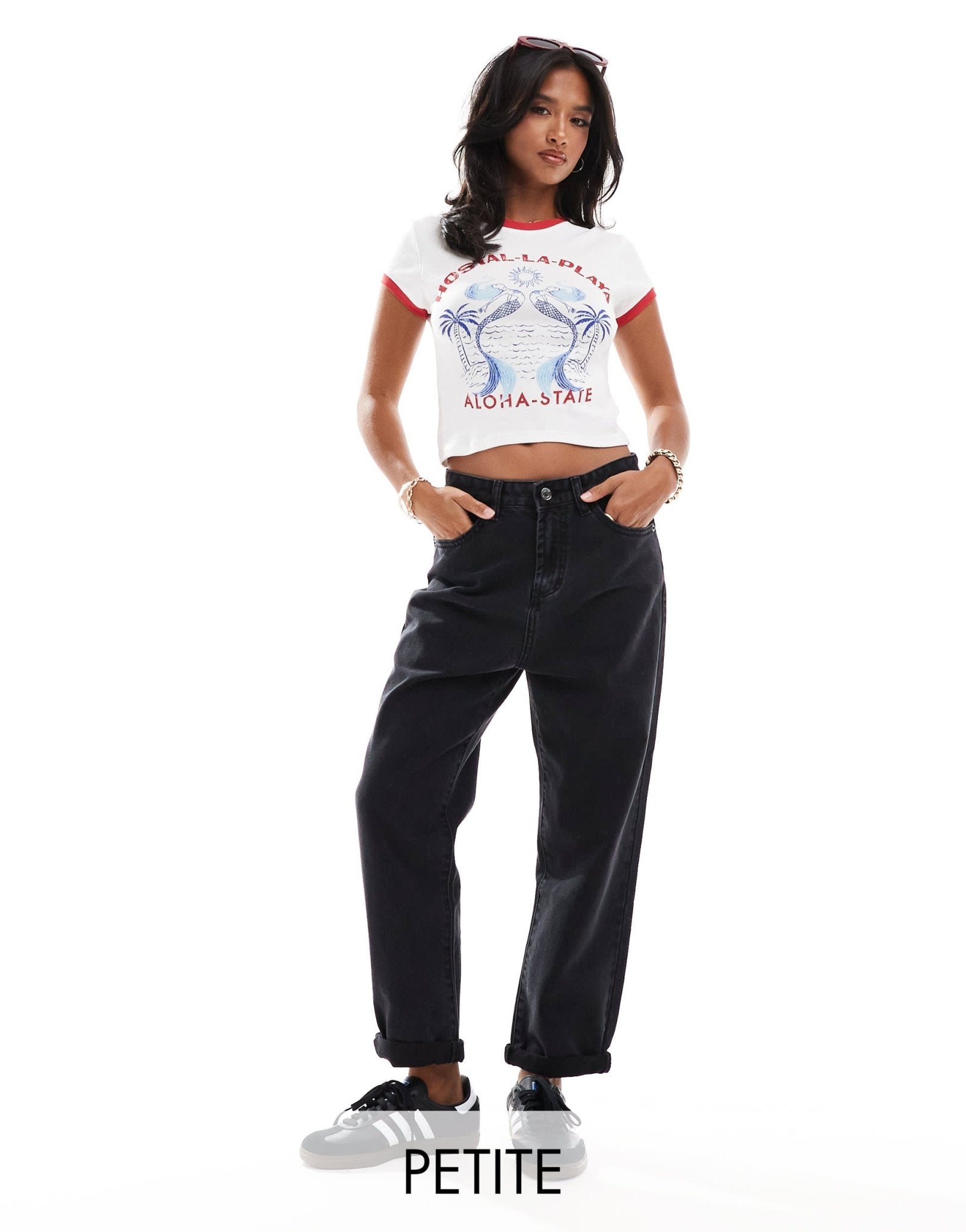DTT Petite Lou mom jeans in washed black - ASOS Sample Sale