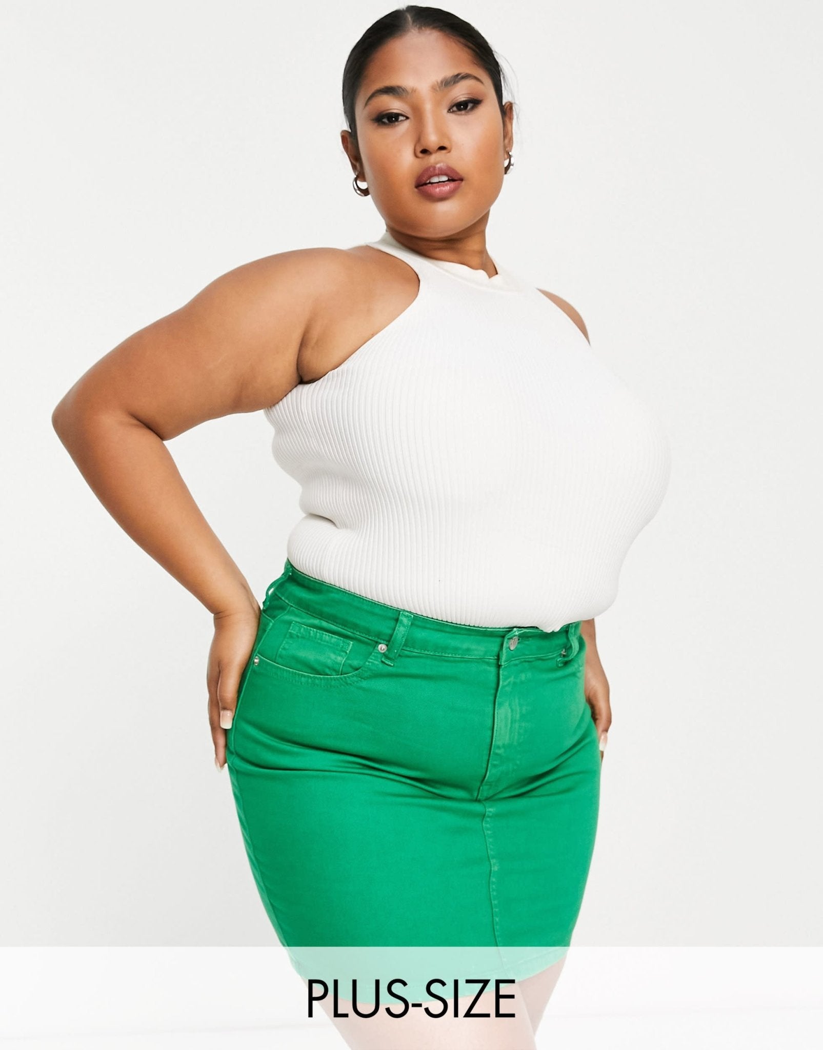 DTT Plus Gabby high waist denim skirt in green - ASOS Sample Sale