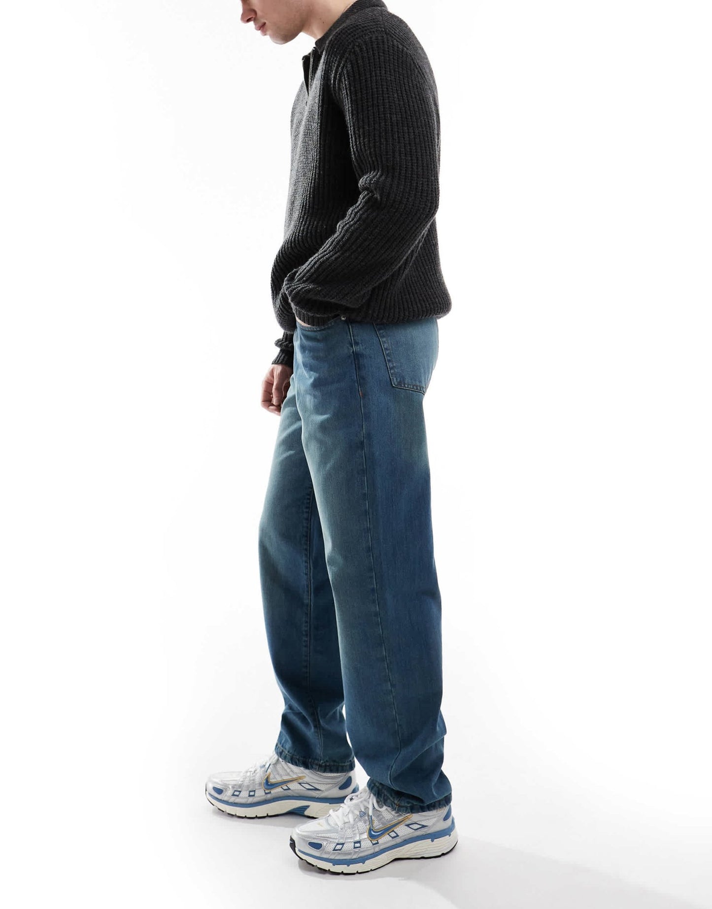 DTT rigid baggy fit jeans in light blue vintage tint - ASOS Sample Sale