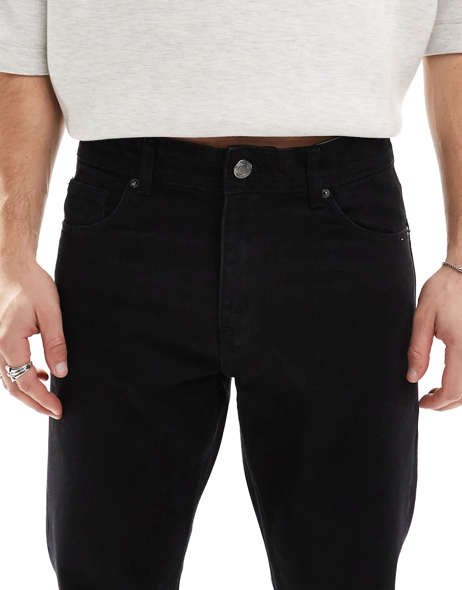 DTT rigid cropped tapered fit jeans in black - ASOS Sample Sale