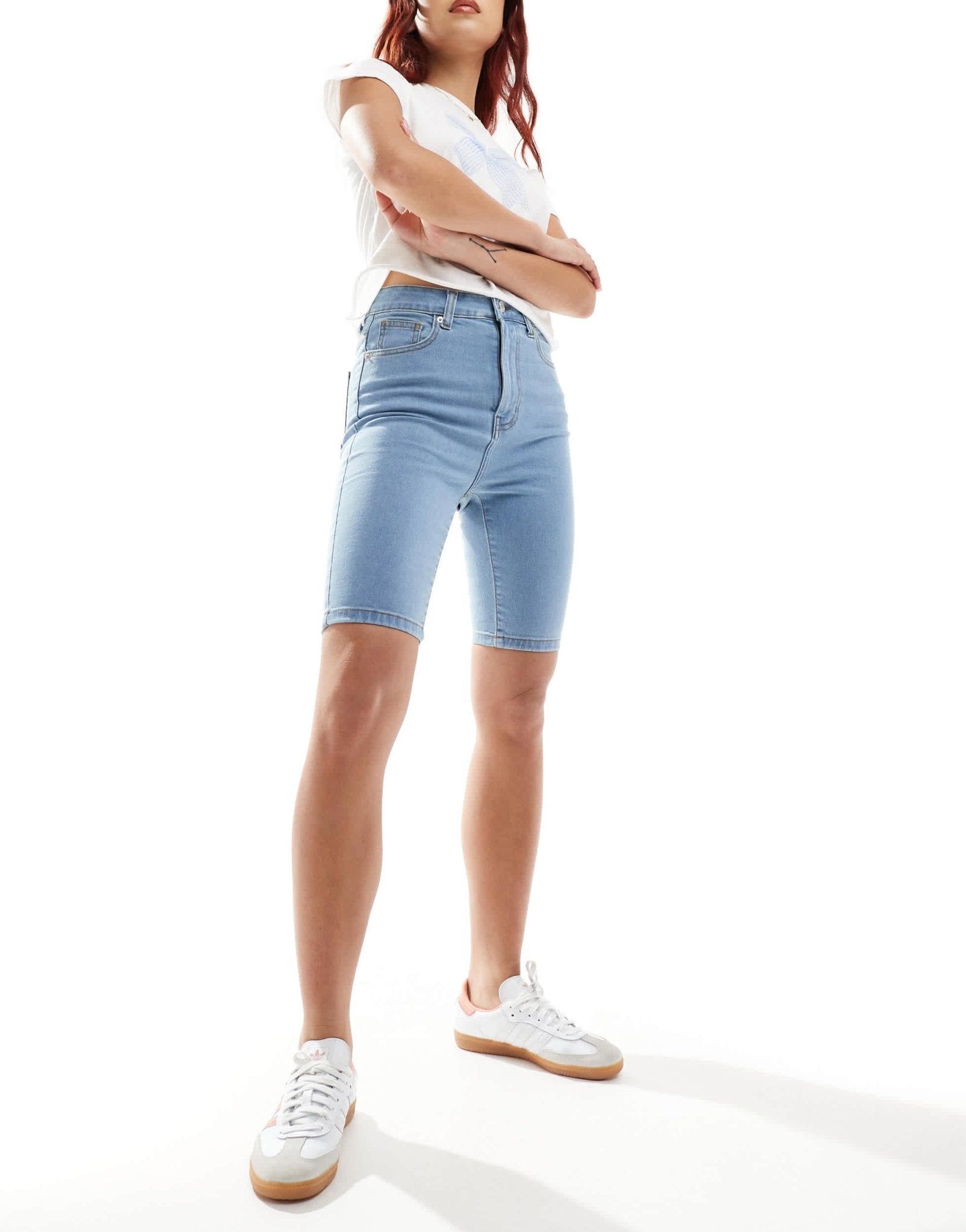 DTT skinny denim shorts in light wash blue - ASOS Sample Sale
