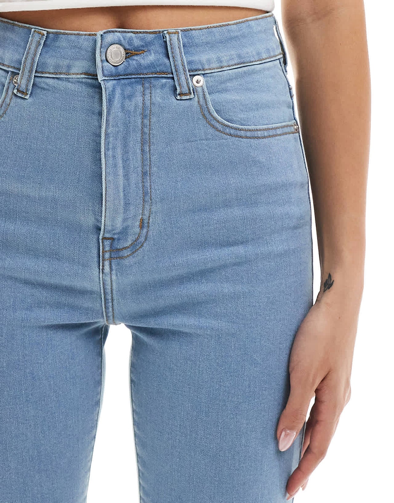 DTT skinny denim shorts in light wash blue - ASOS Sample Sale