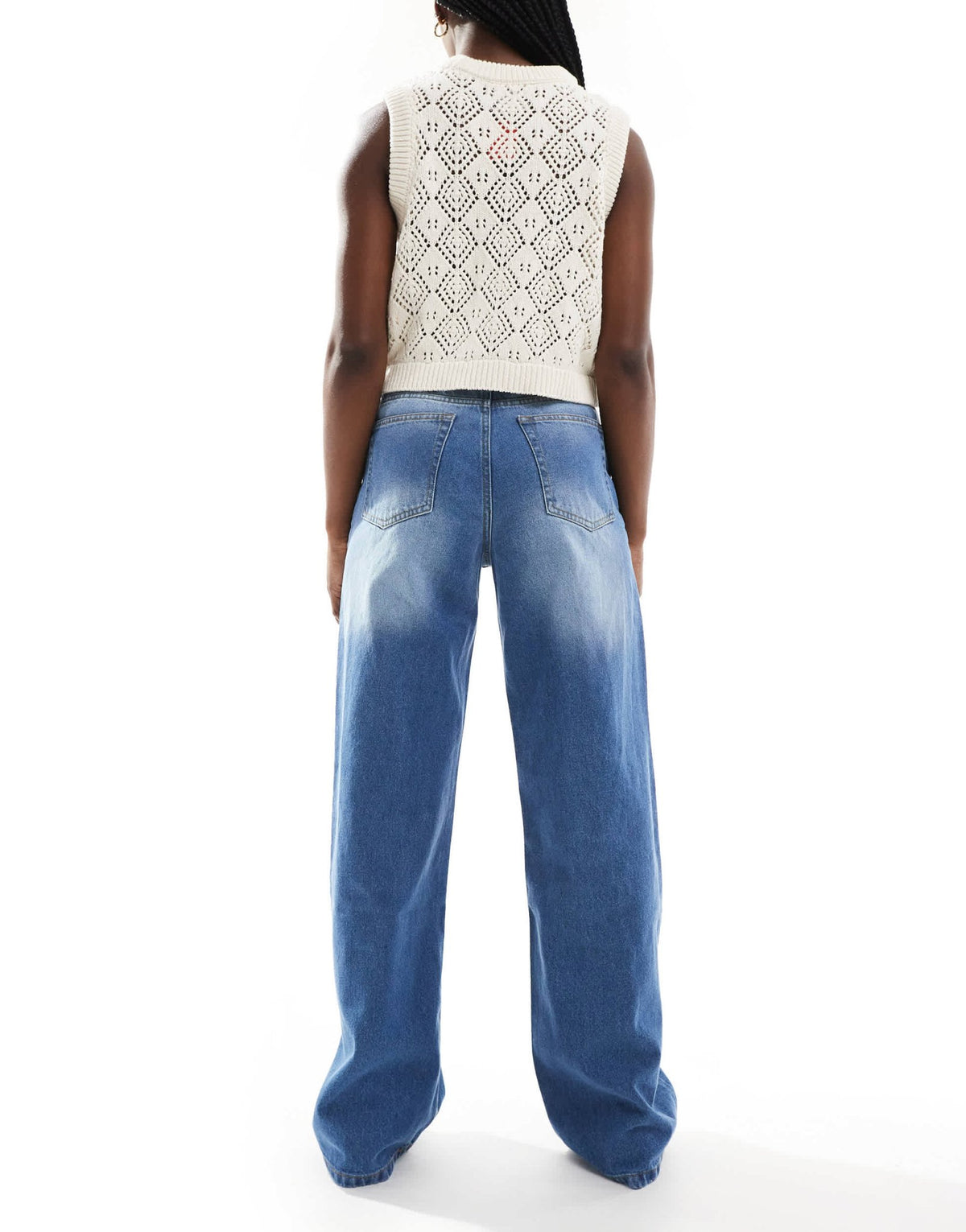 DTT Winnie mid rise wide leg jeans in mid blue - ASOS Sample Sale