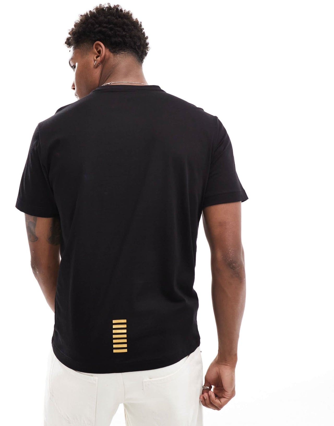 EA7 t-shirt in black with gold chest logo - ASOS Sample Sale