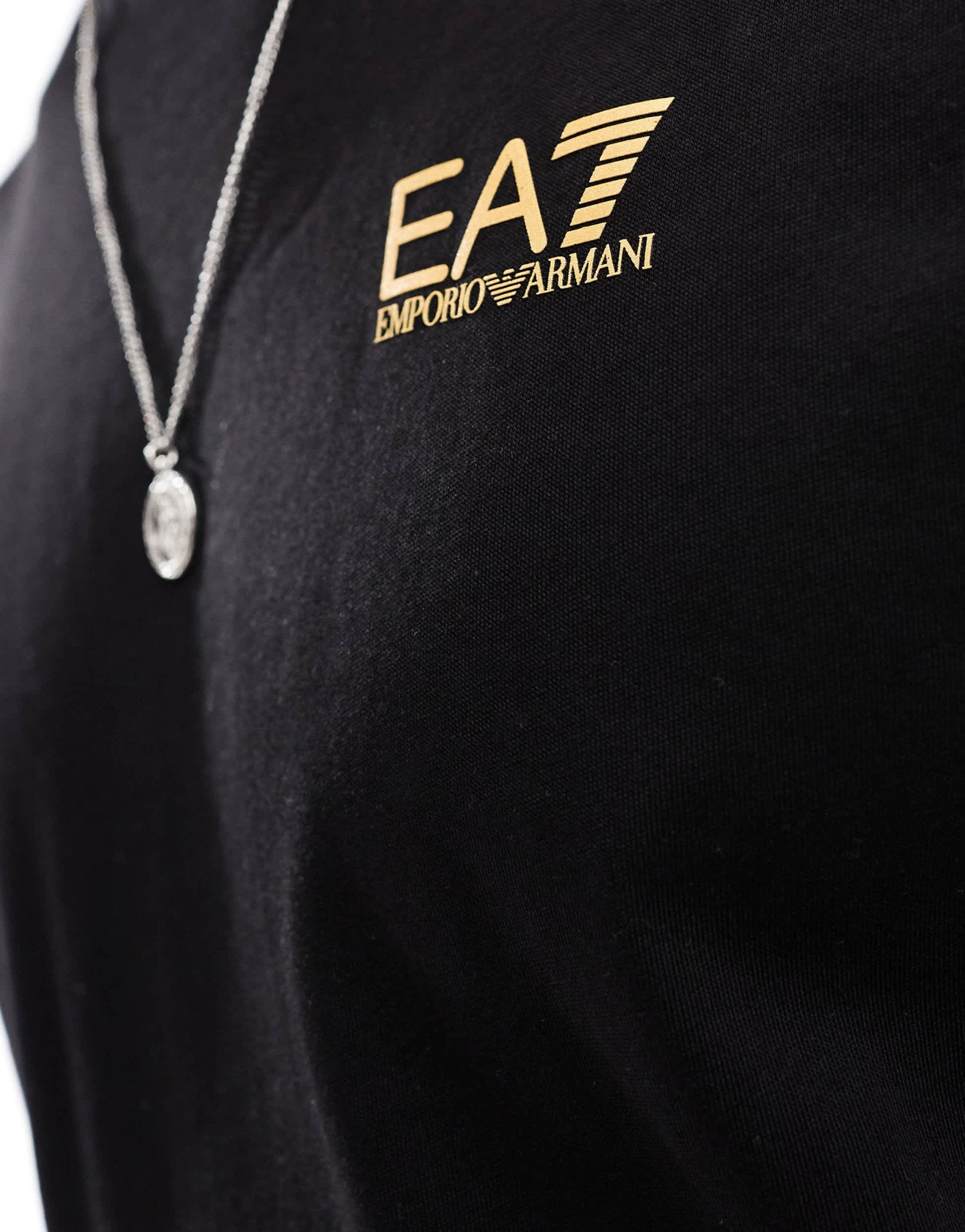EA7 t-shirt in black with gold chest logo - ASOS Sample Sale