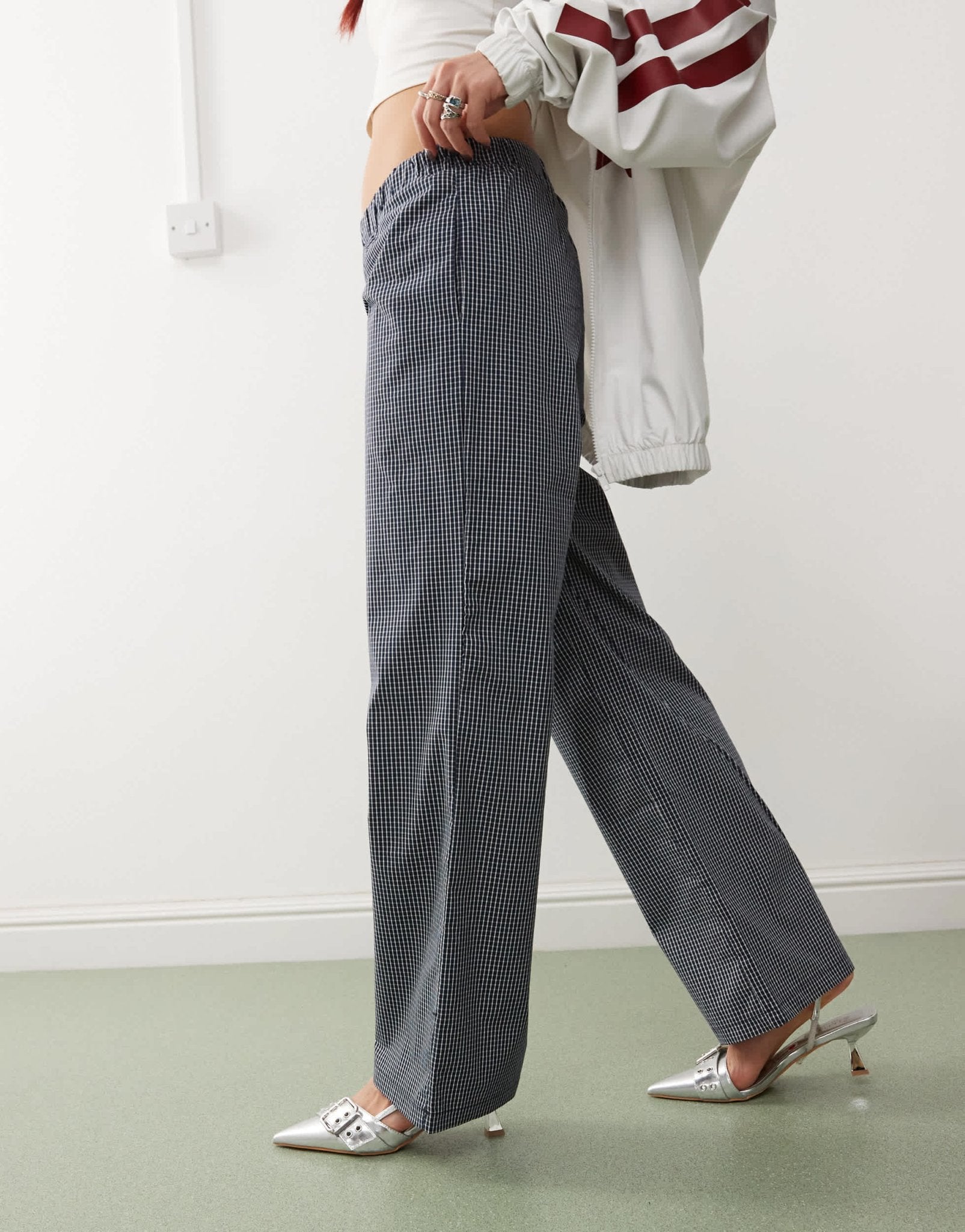 Edikted ellery pull on boxer style trouser in navy check - ASOS Sample Sale