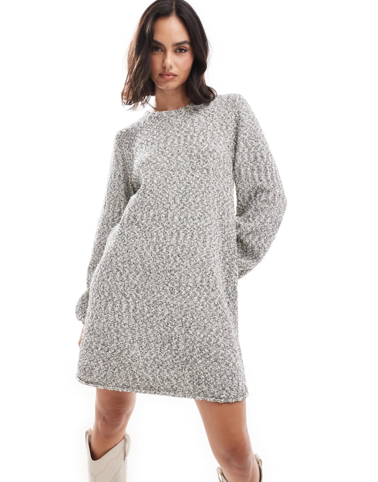 Edited textured knit mini dress in monochrome marl - ASOS Sample Sale
