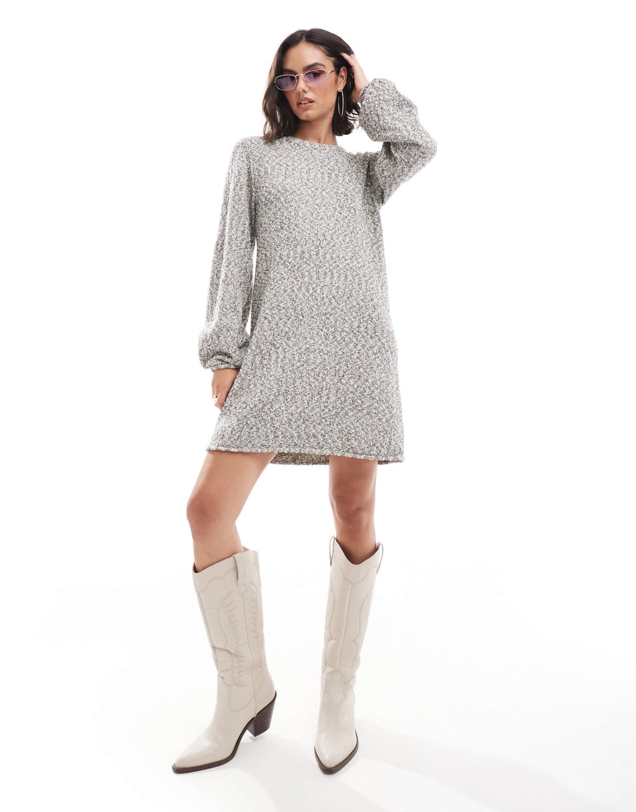 Edited textured knit mini dress in monochrome marl - ASOS Sample Sale