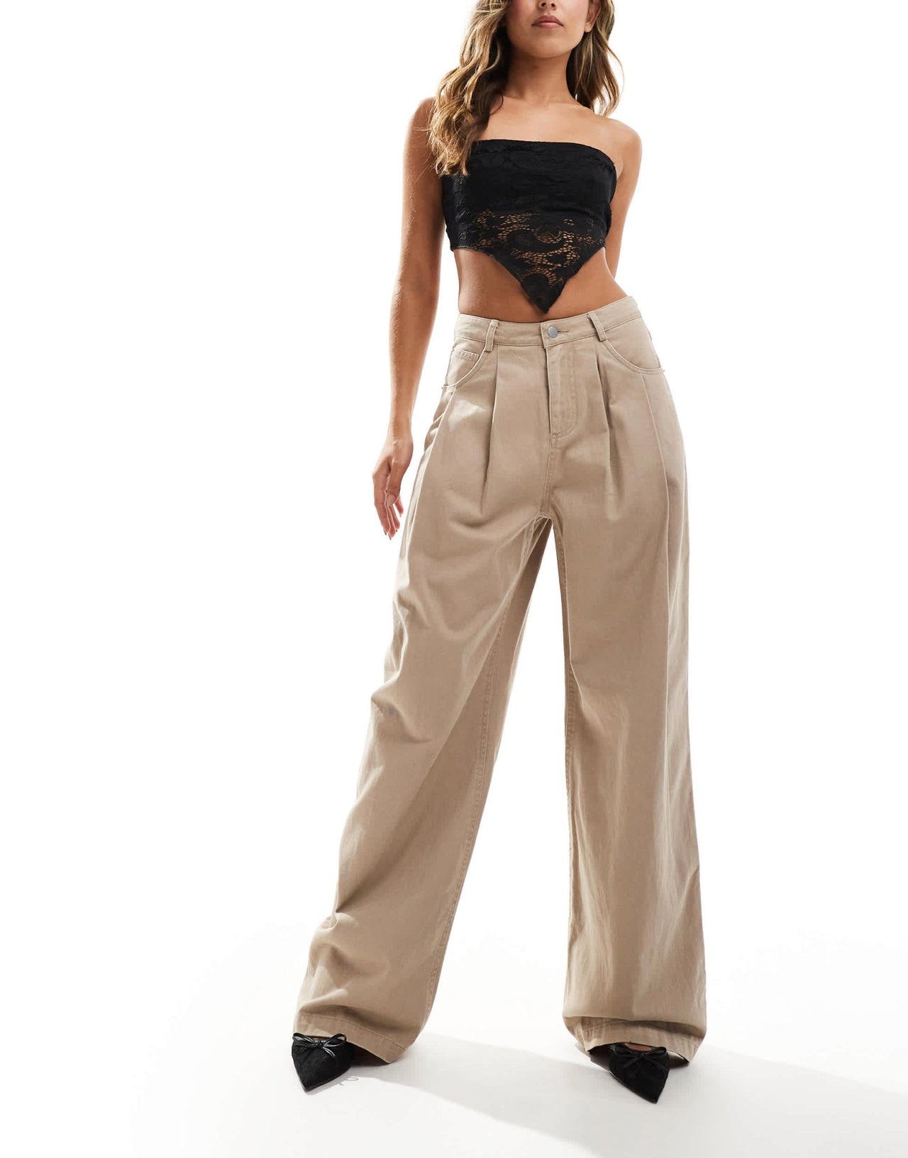 Emory Park balloon high waisted chinos in taupe - ASOS Sample Sale