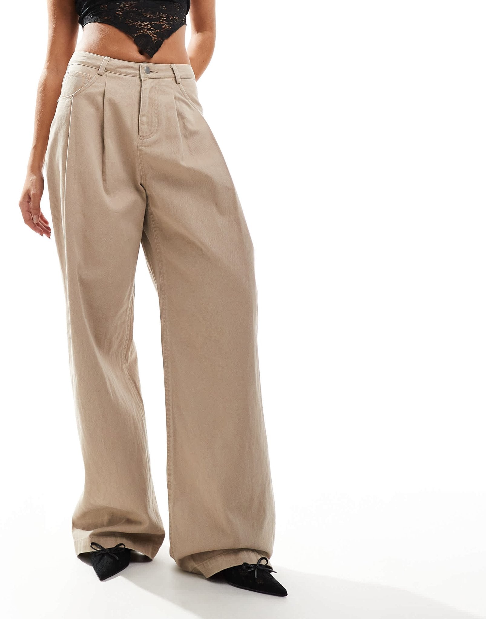 Emory Park balloon high waisted chinos in taupe - ASOS Sample Sale