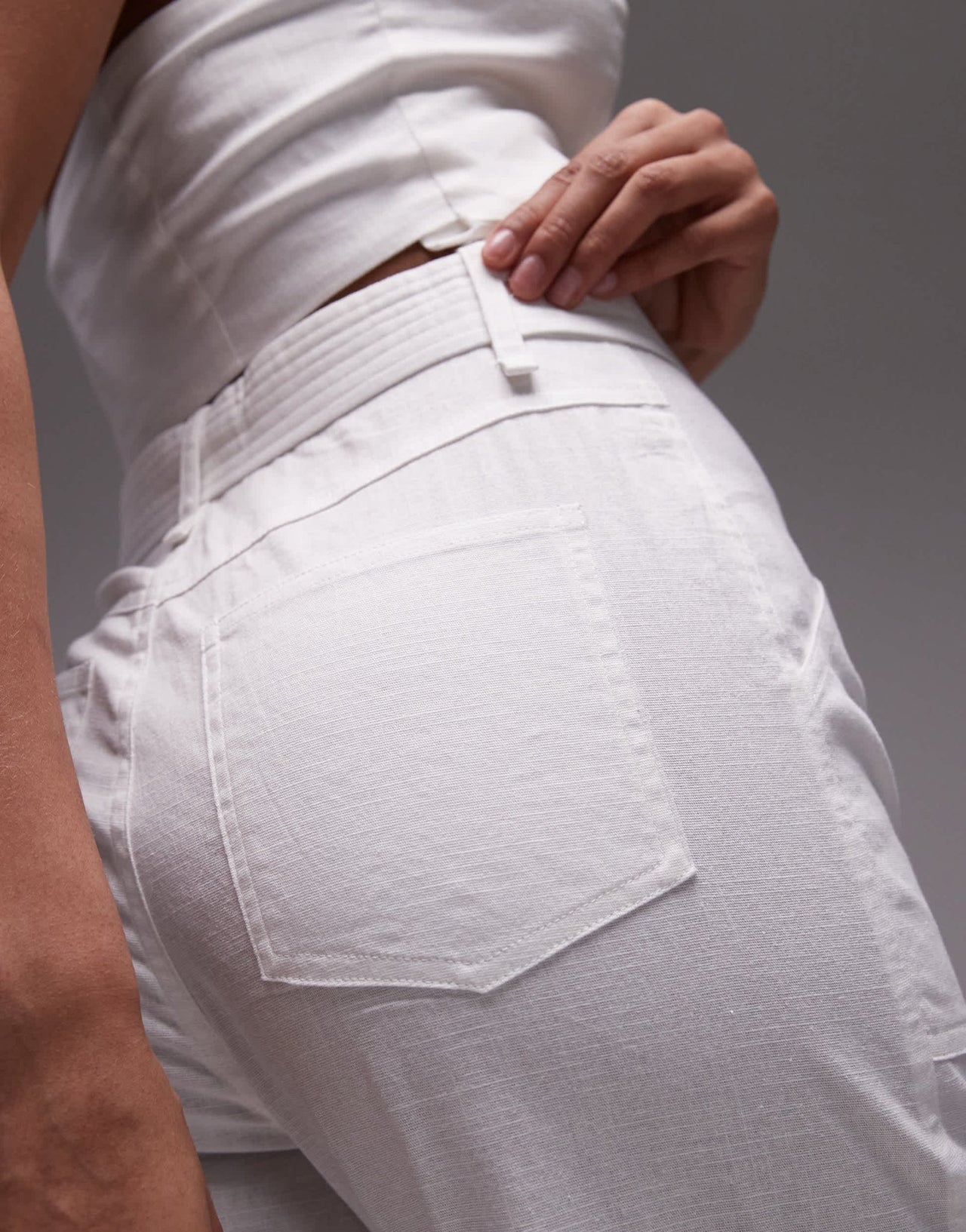 Emory Park belt detail wide leg linen trouser co - ord in white - ASOS Sample Sale