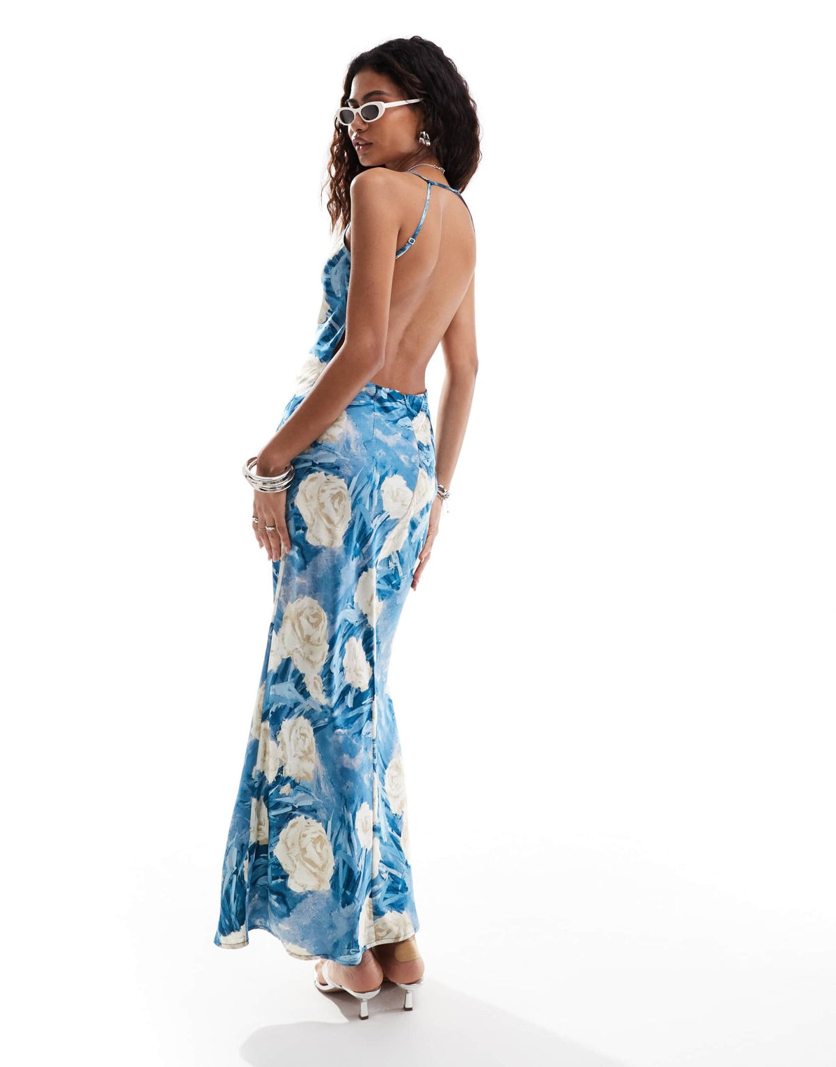 Emory Park bloom cowl neck satin maxi dress in teal blue - ASOS Sample Sale