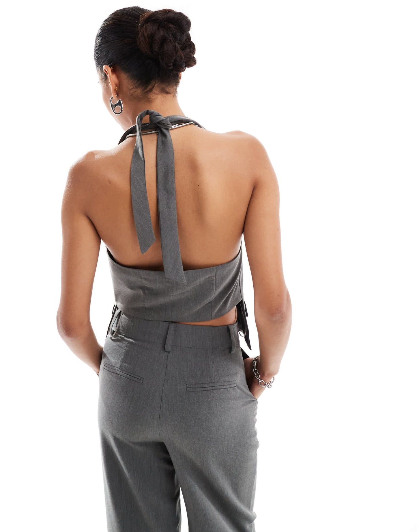 Emory Park halter tailored waistcoat co - ord in grey - ASOS Sample Sale