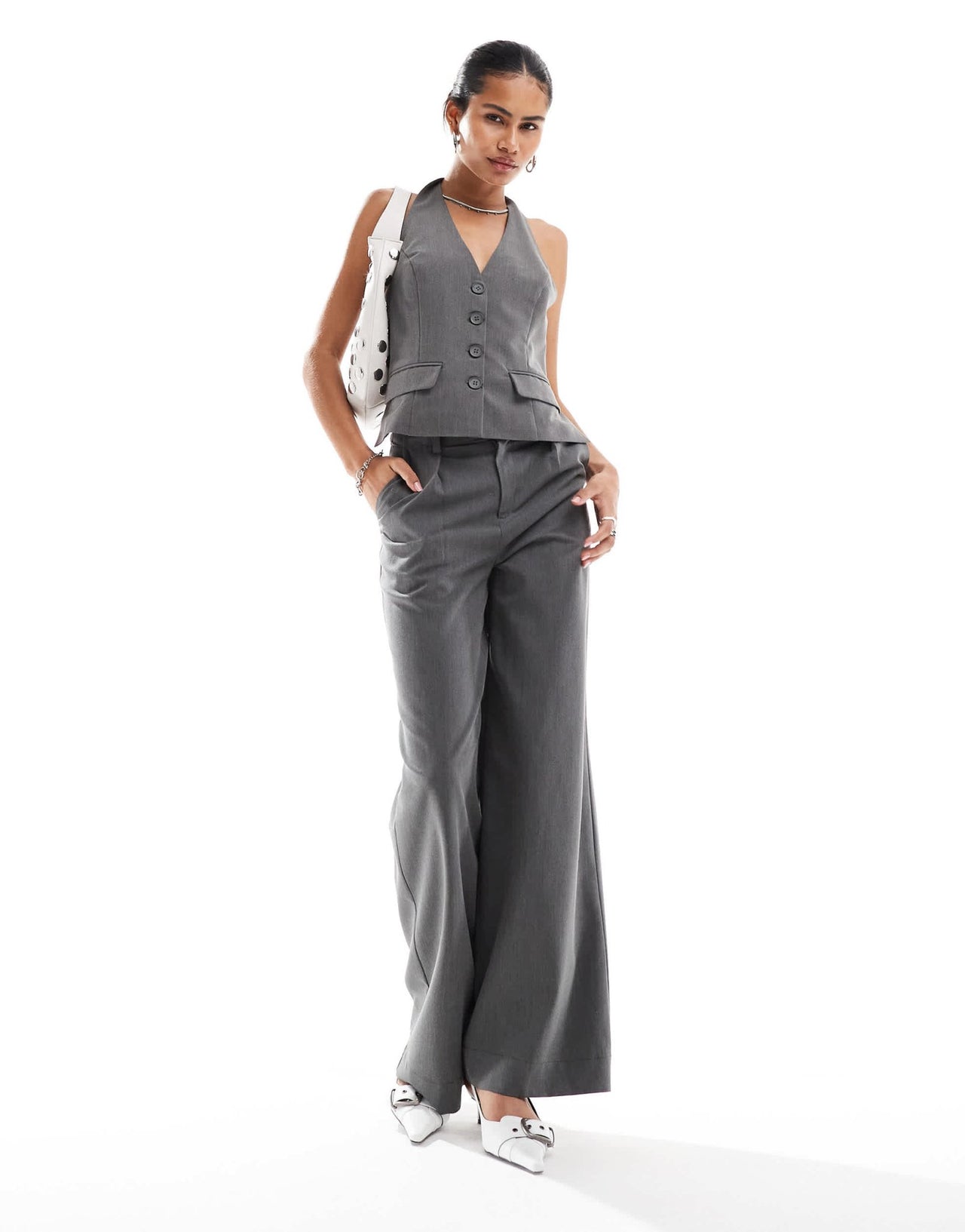 Emory Park halter tailored waistcoat co - ord in grey - ASOS Sample Sale