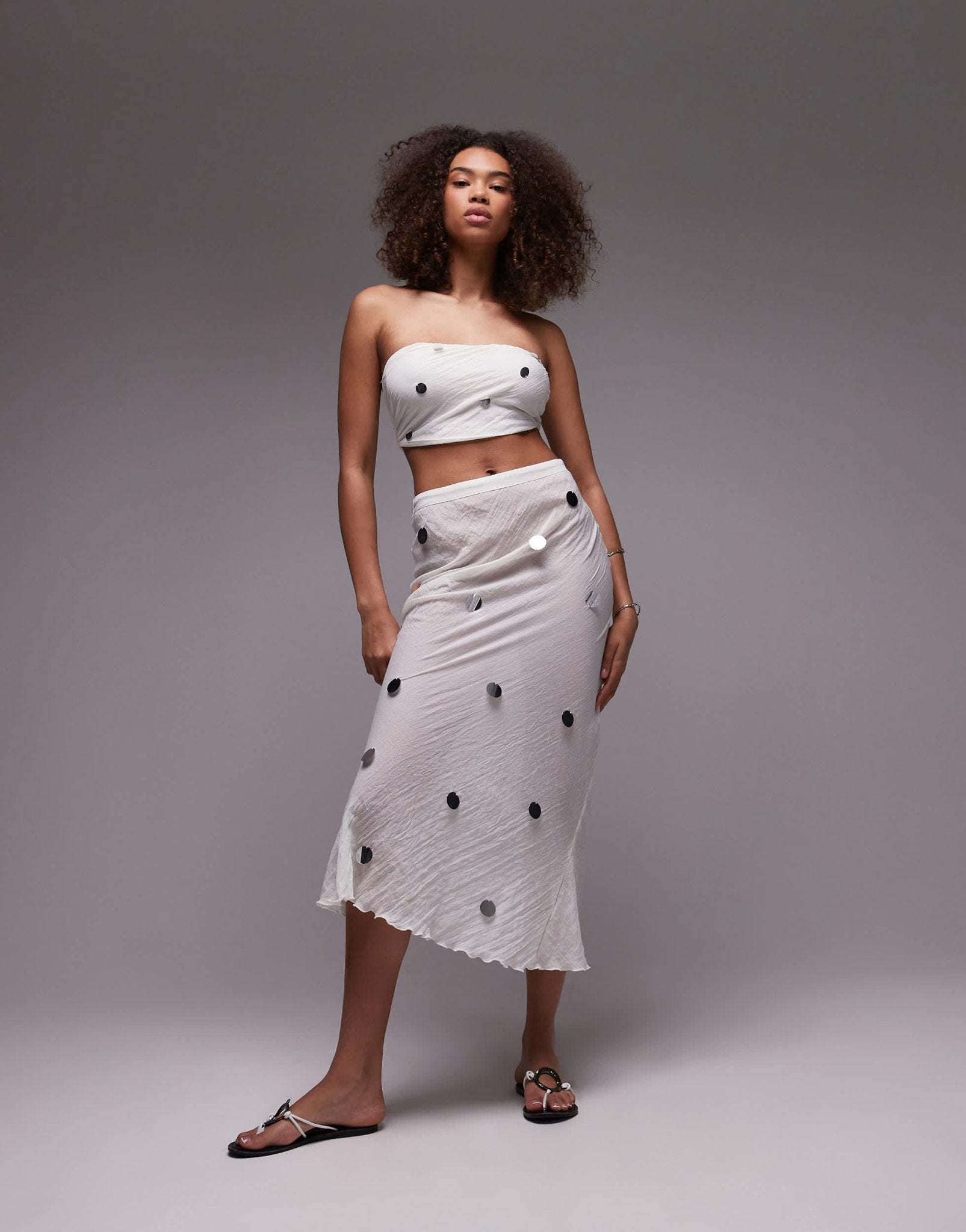Emory Park sequin applique bandeau top co - ord in white - ASOS Sample Sale