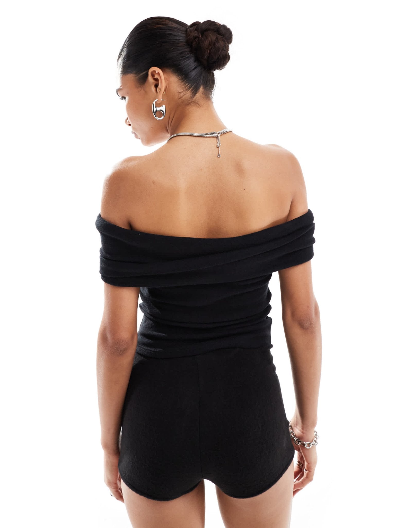 Emory Park soft off - shoulder knitted top co - ord in black - ASOS Sample Sale