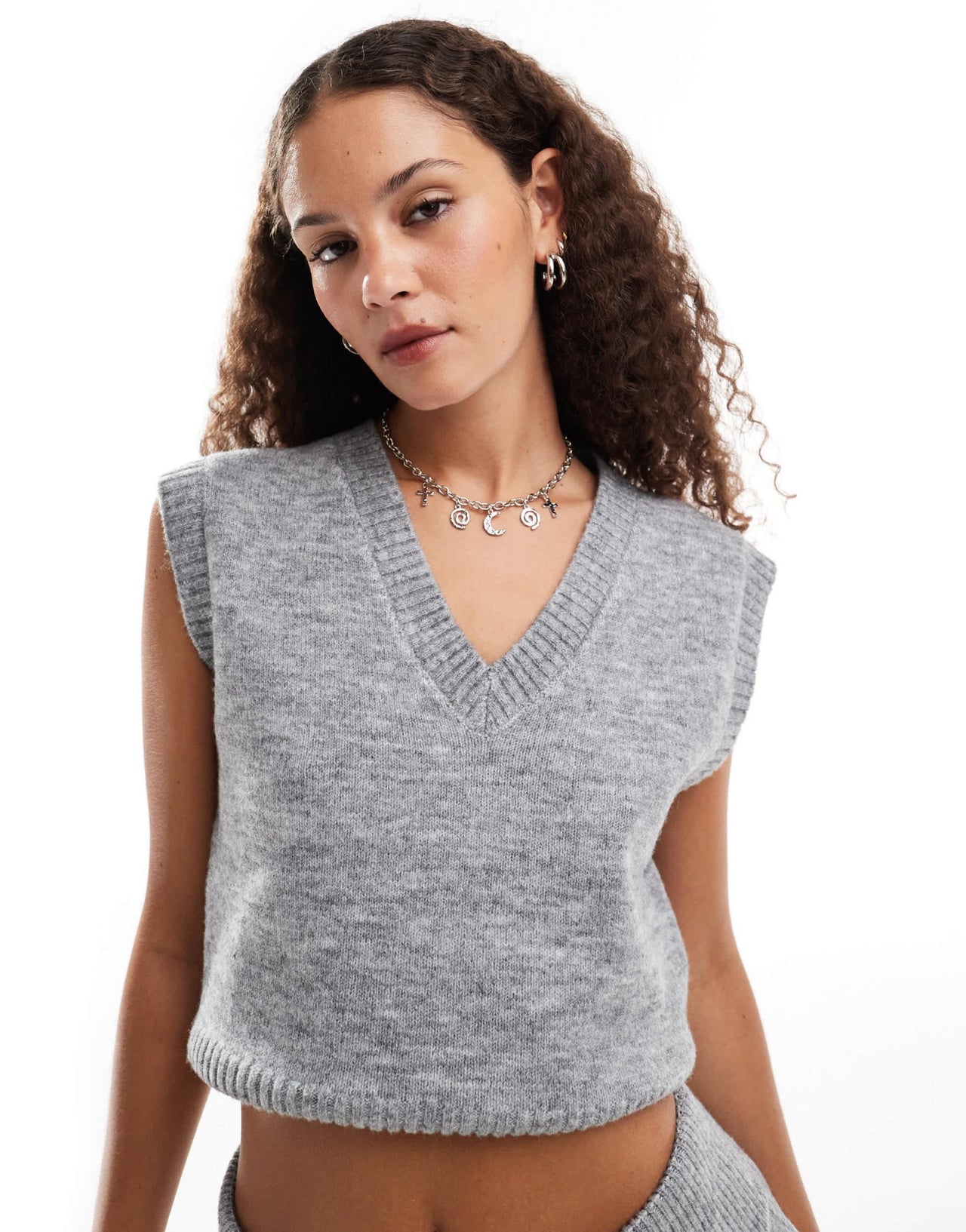 Emory Park v - neck knitted vest co - ord in heather grey - ASOS Sample Sale