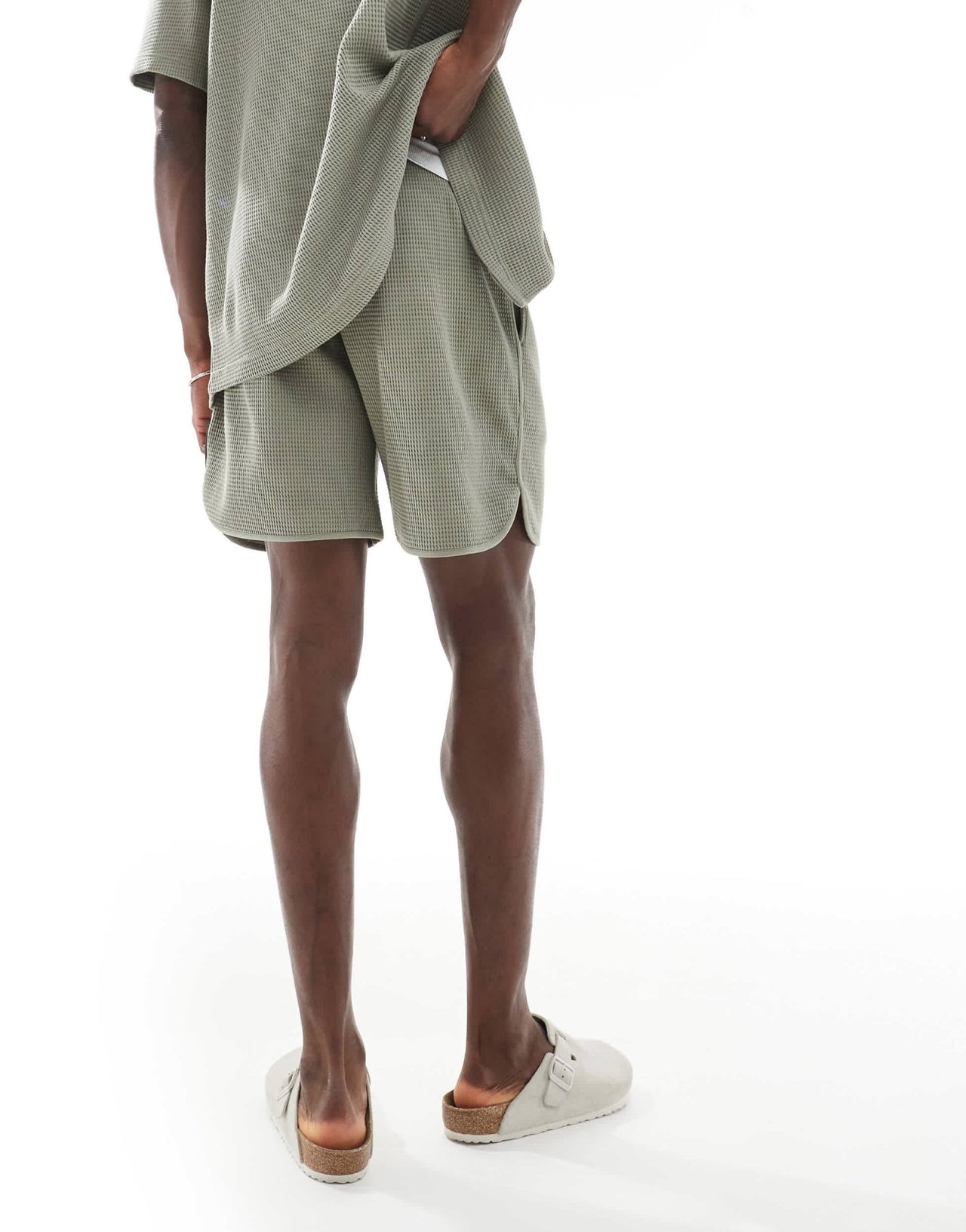 Emporio Armani Bodywear logo lounge waffle shorts in khaki green co-ord - ASOS Sample Sale