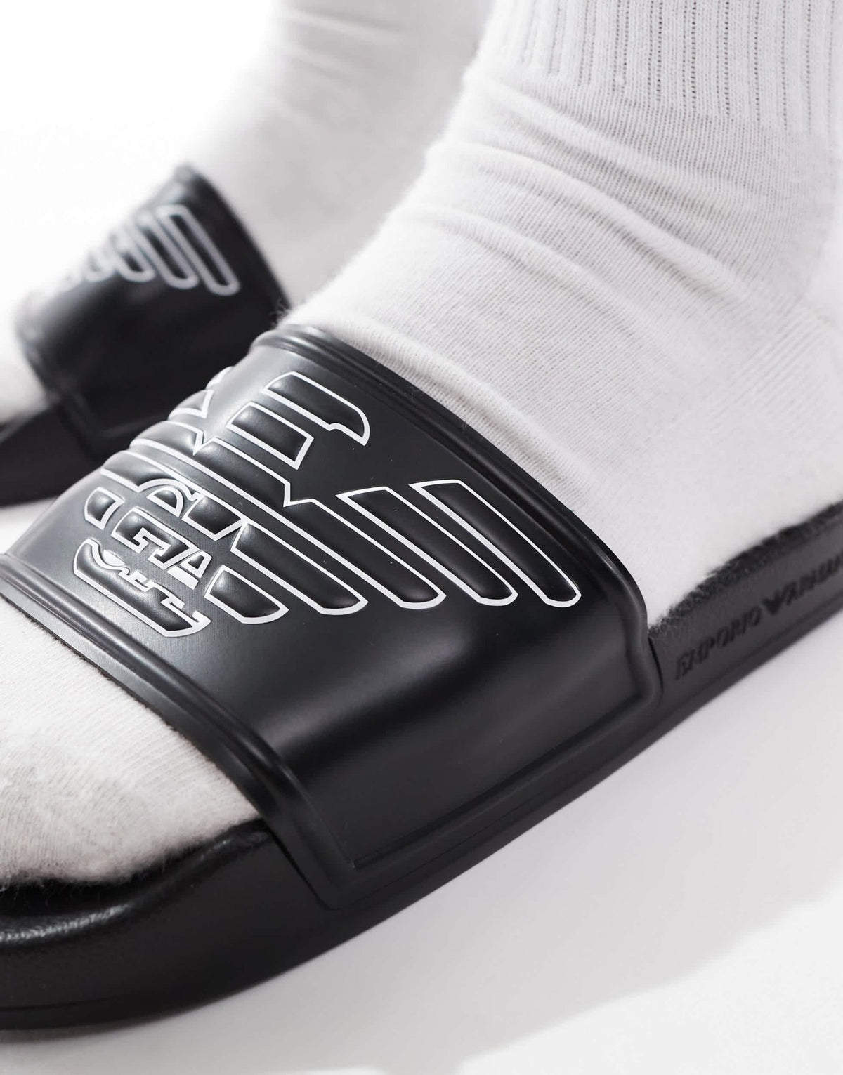 Emporio Armani Bodywear logo slides in black - ASOS Sample Sale