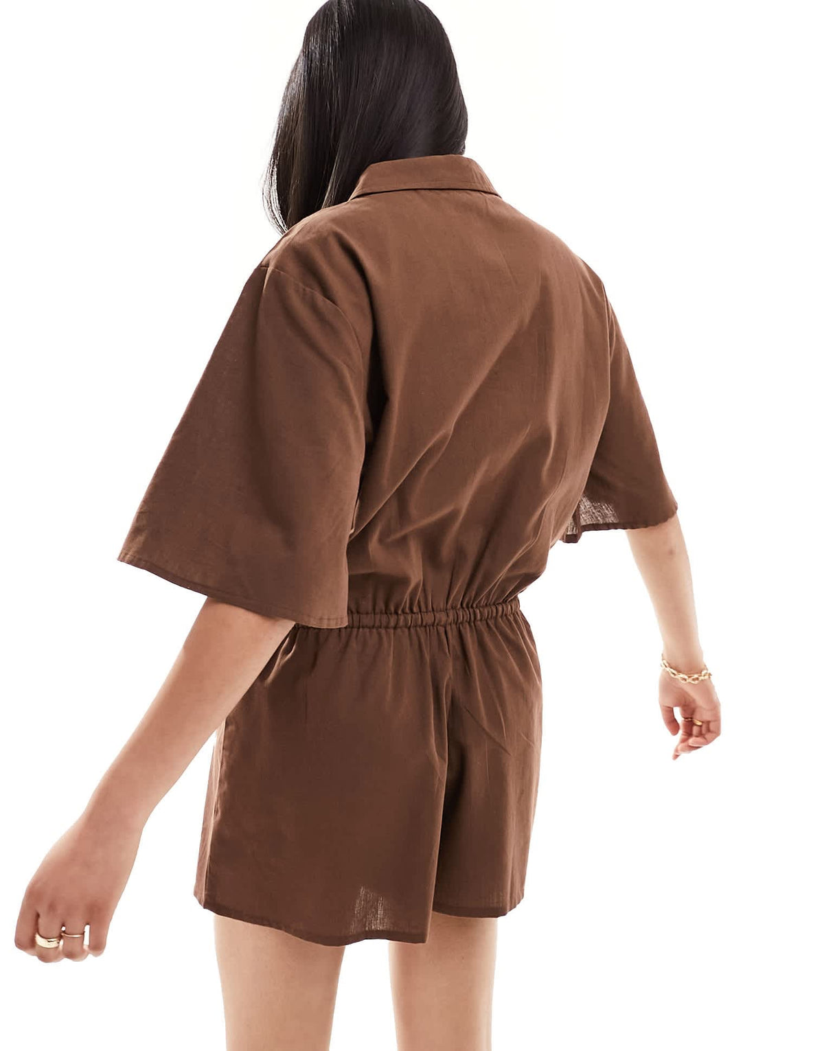 Esmee beach oversized beach playsuit in brown - ASOS Sample Sale