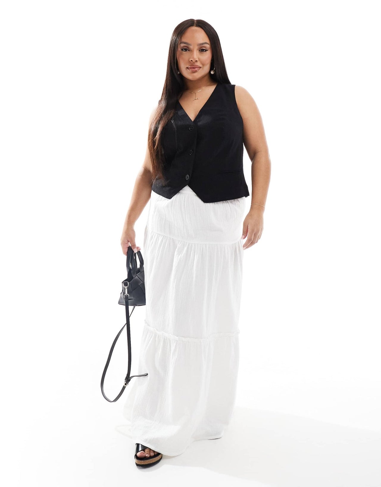 Esmee Curve Exclusive tiered maxi beach skirt in white - ASOS Sample Sale